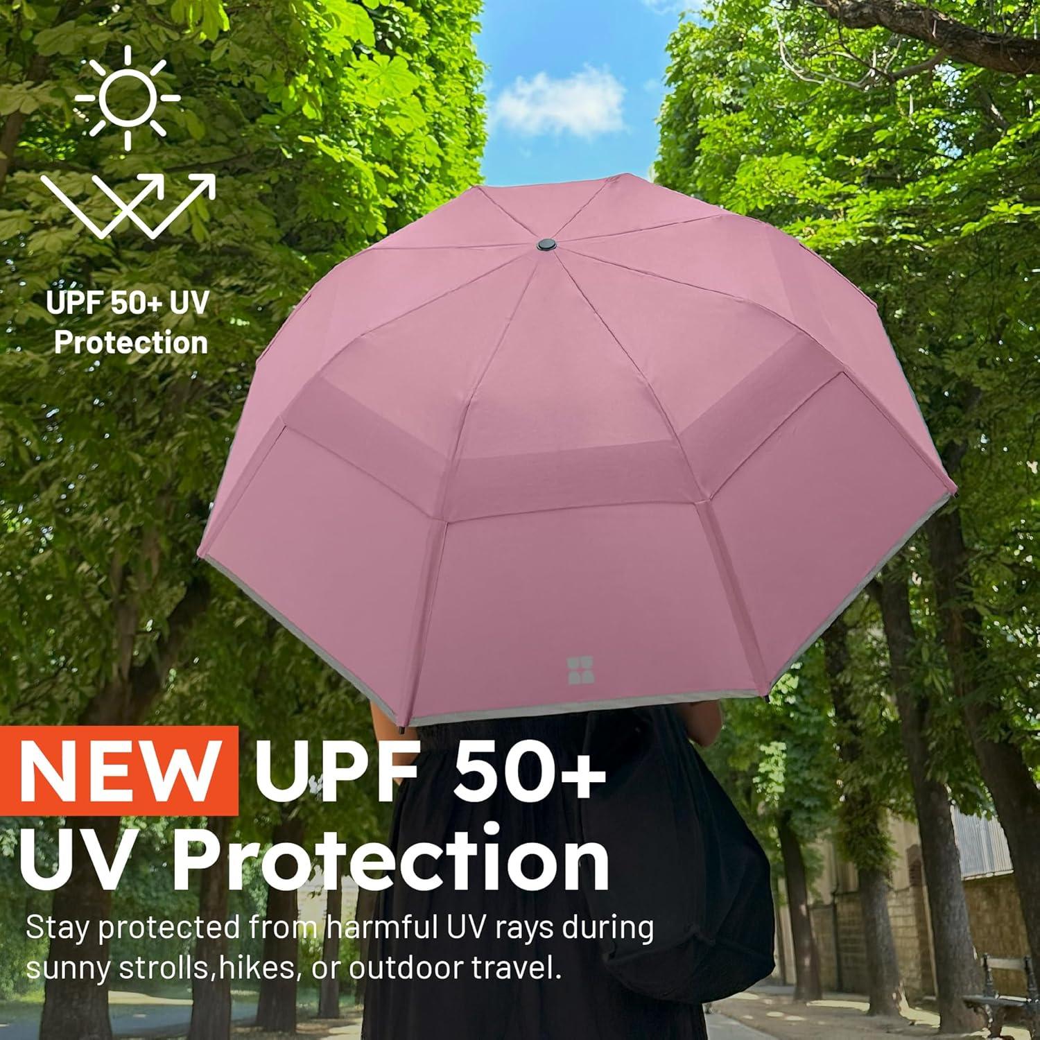 Paraguas Plegable Weatherman Rosa - A Prueba de Viento 88.5 km/h