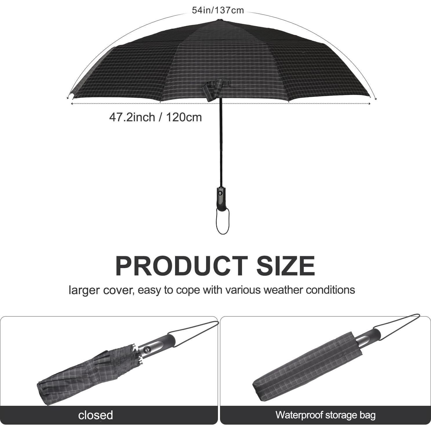 Paraguas de Viaje Grande Doubwell 137 cm Plegable Automático