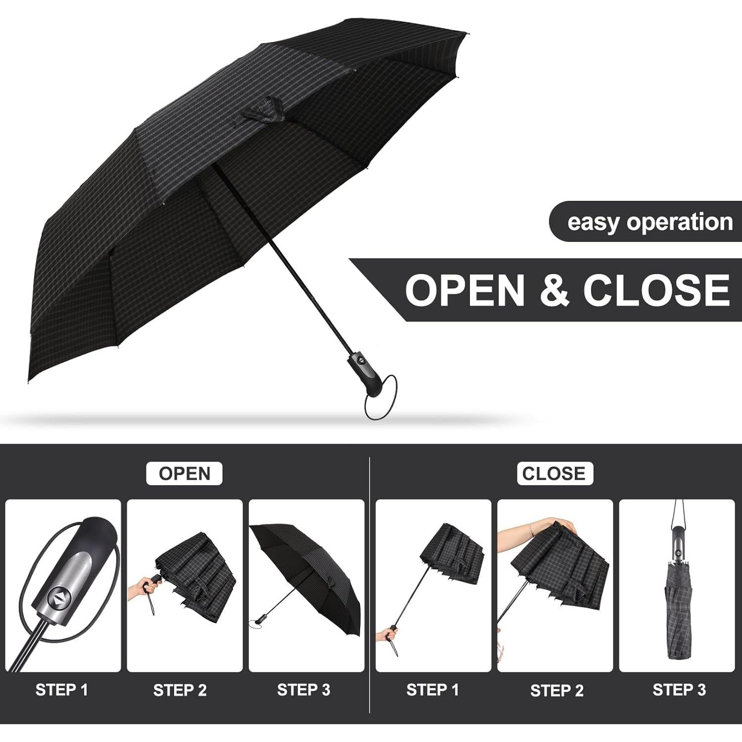 Paraguas de Viaje Grande Doubwell 137 cm Plegable Automático