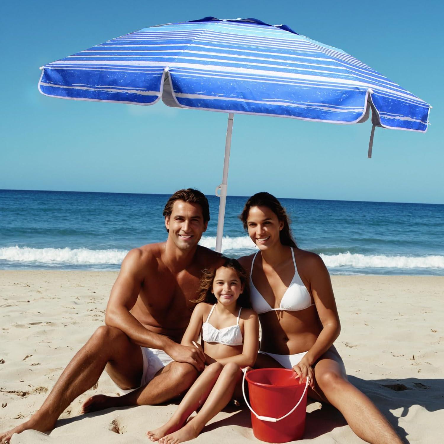 Sombrilla de Playa 2.0m LOTTAFUN Resistente UV 50+ Plegable