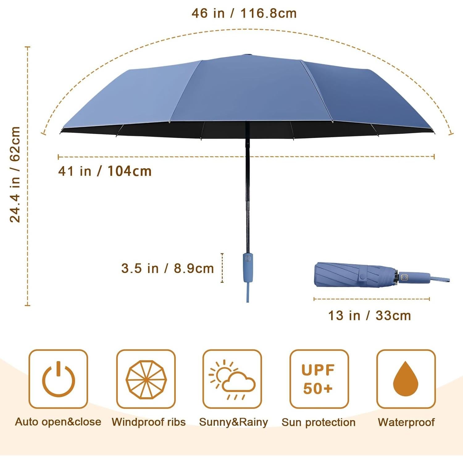 Paraguas FOGKEY automático grande 104 cm impermeable UV