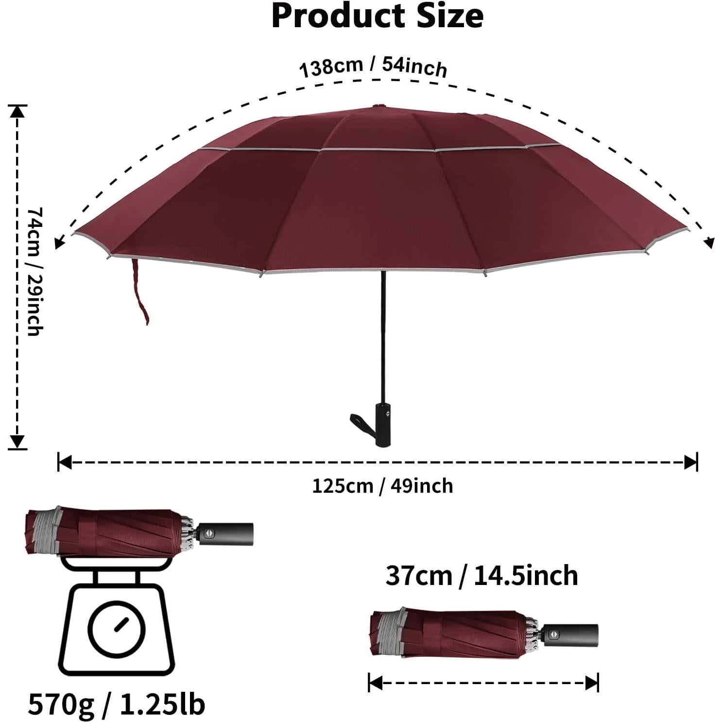 Paraguas Invertido T2Raiwy 137 cm Automático Resistente al Viento