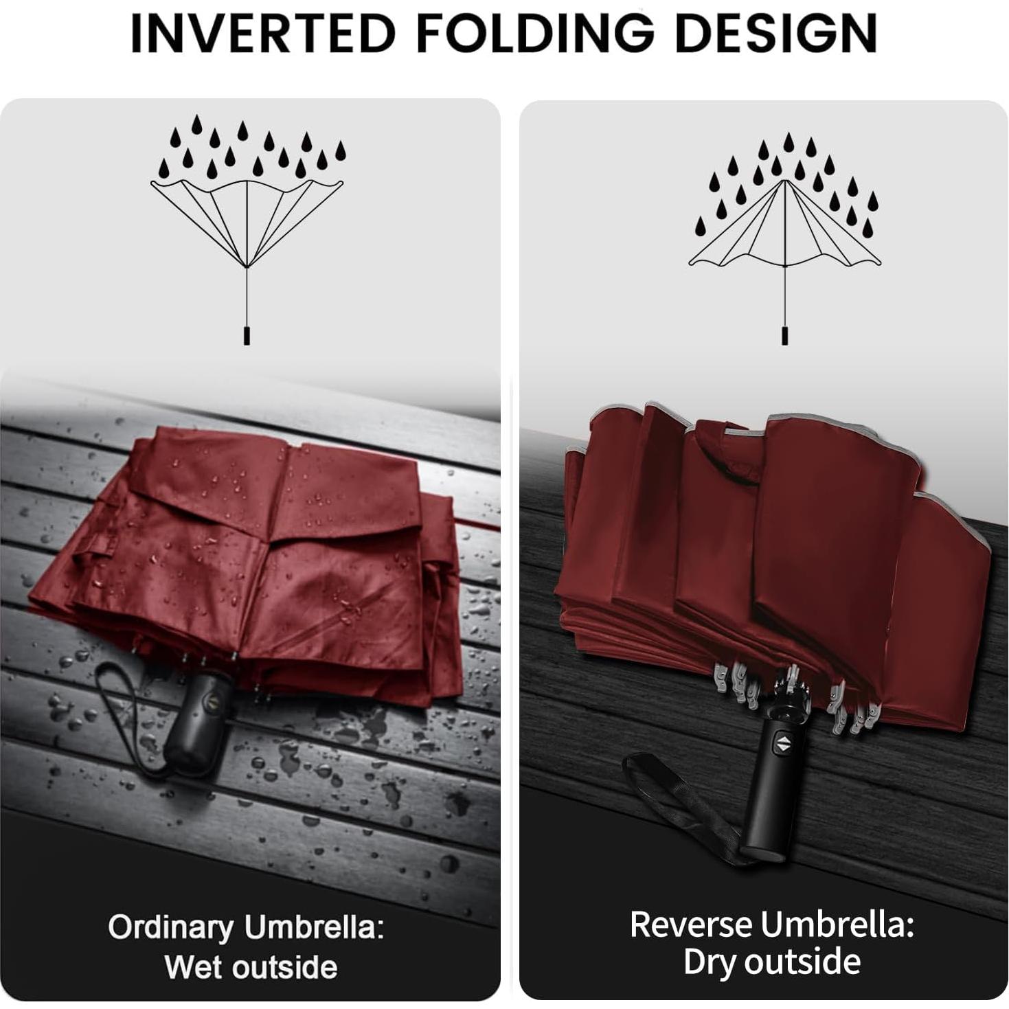 Paraguas Invertido T2Raiwy 137 cm Automático Resistente al Viento