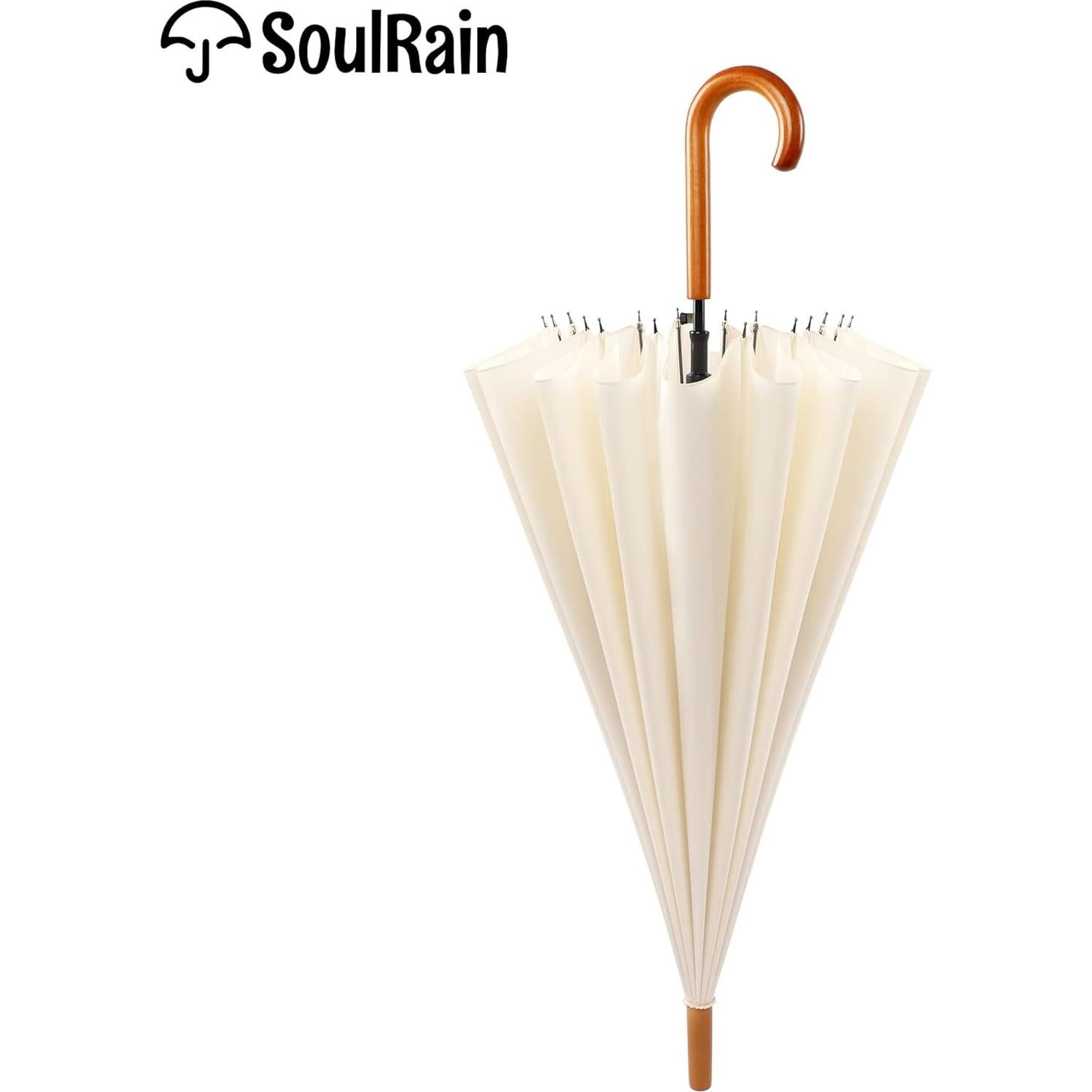 Paraguas Automático SoulRain 16 Varillas 122 cm Mango Madera
