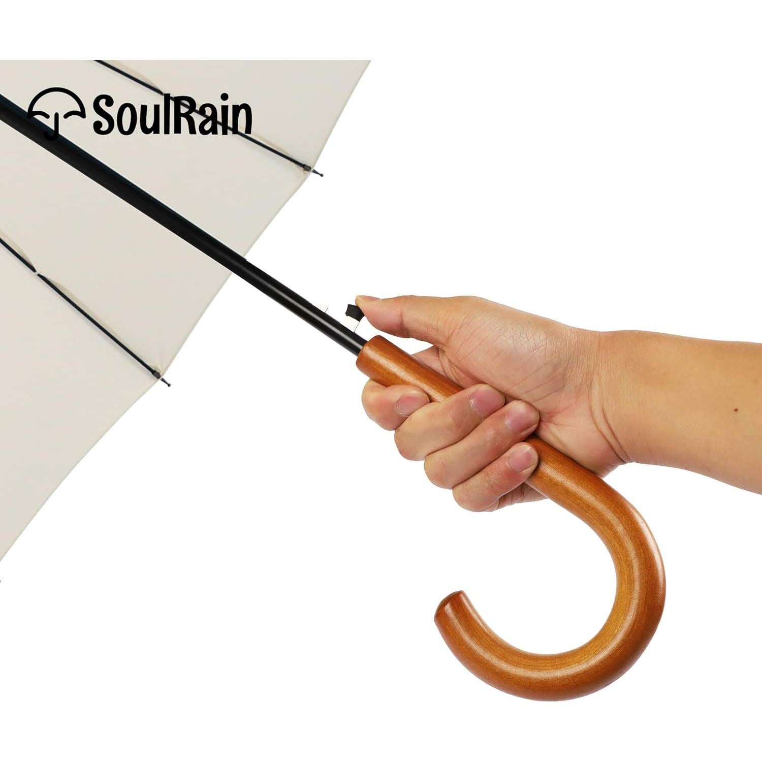 Paraguas Automático SoulRain 16 Varillas 122 cm Mango Madera