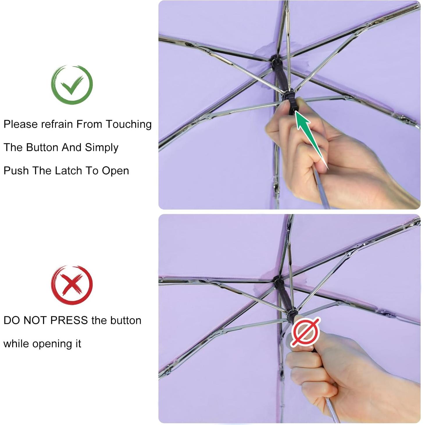 Paraguas Mini Lejorain Plegable Negro 100 cm Ligero Compacto