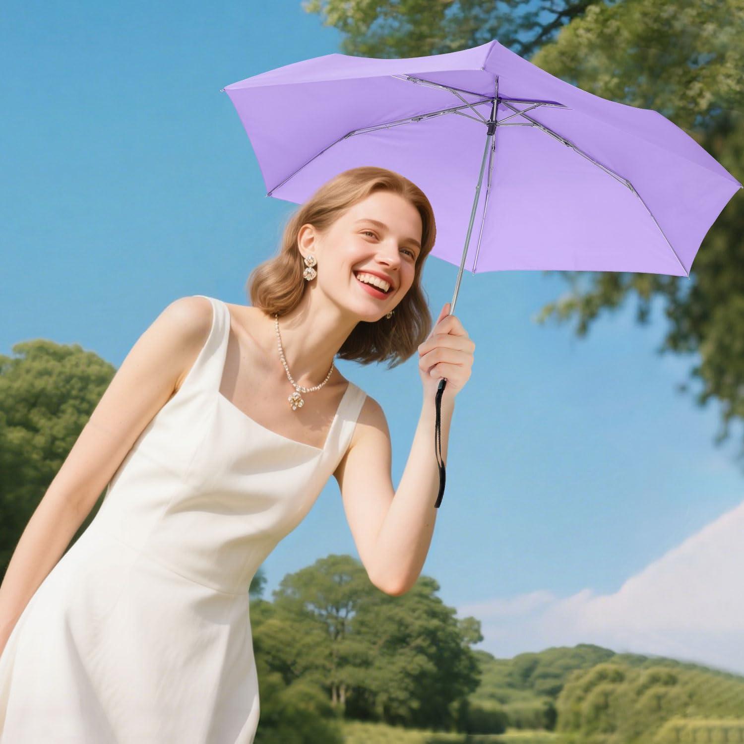 Paraguas Mini Lejorain Plegable Negro 100 cm Ligero Compacto