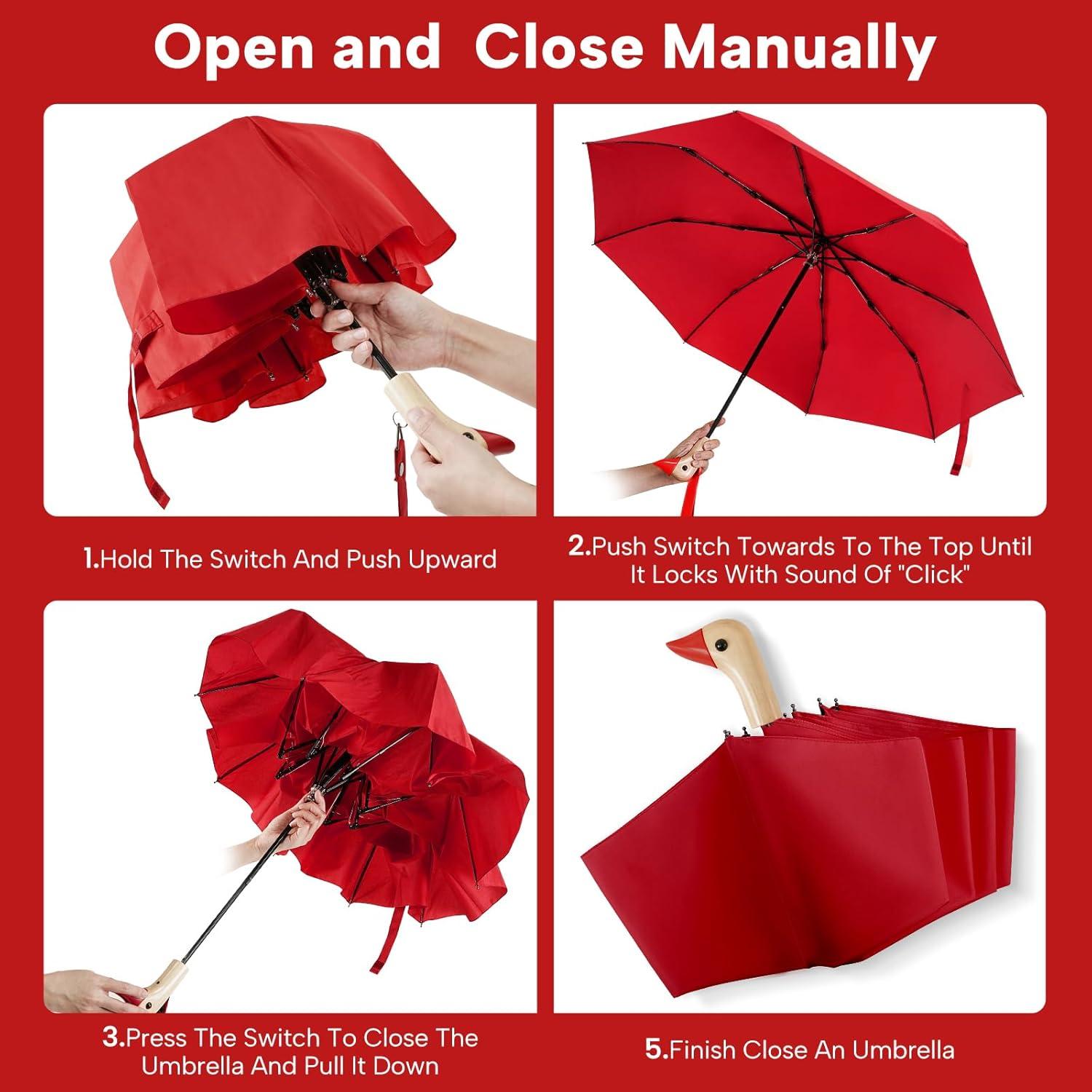 Paraguas Compacto LEAGERA Pato para Niñas 94 cm Plegable