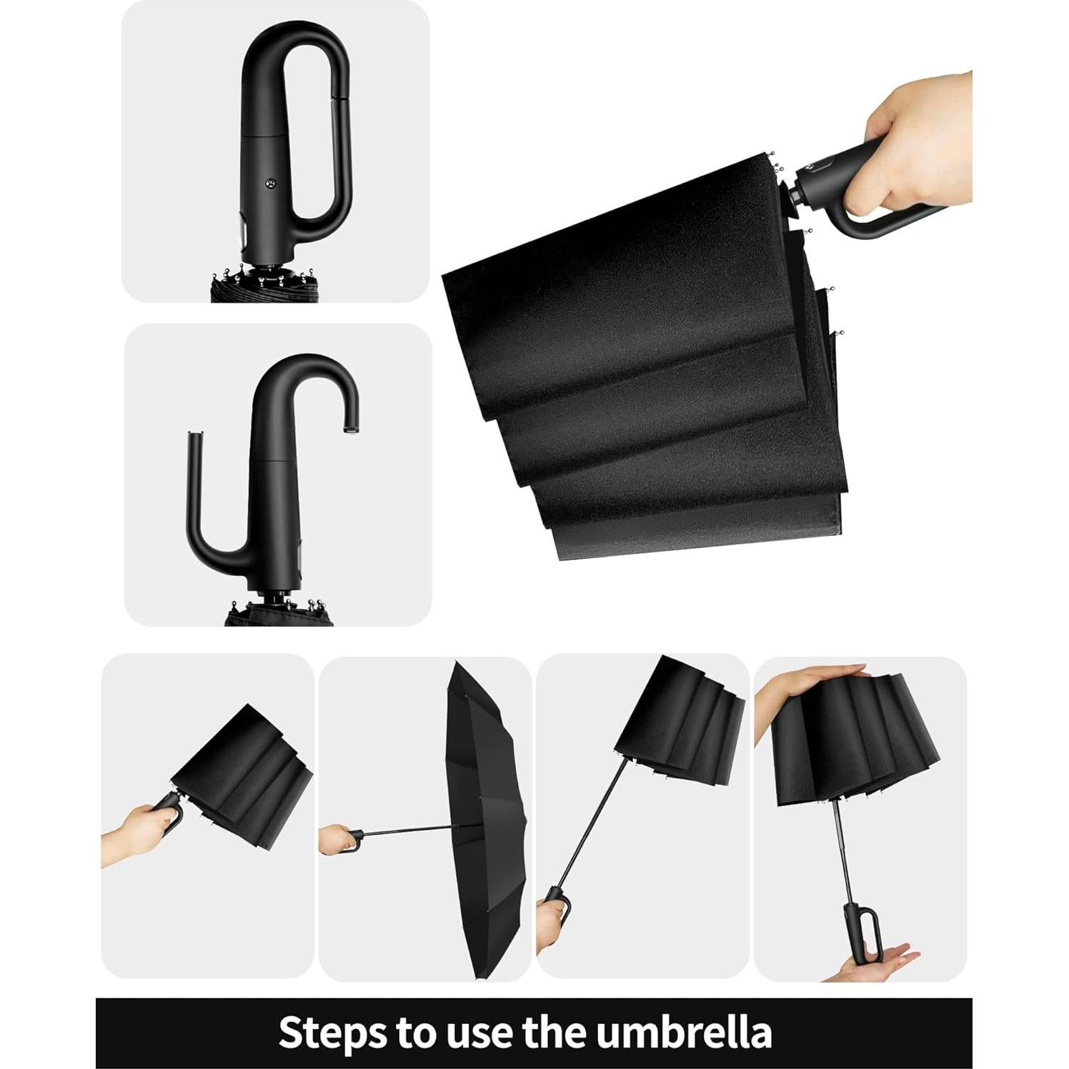 Paraguas Compacto Automático MEISUKEJI 124cm Doble Función UV50+