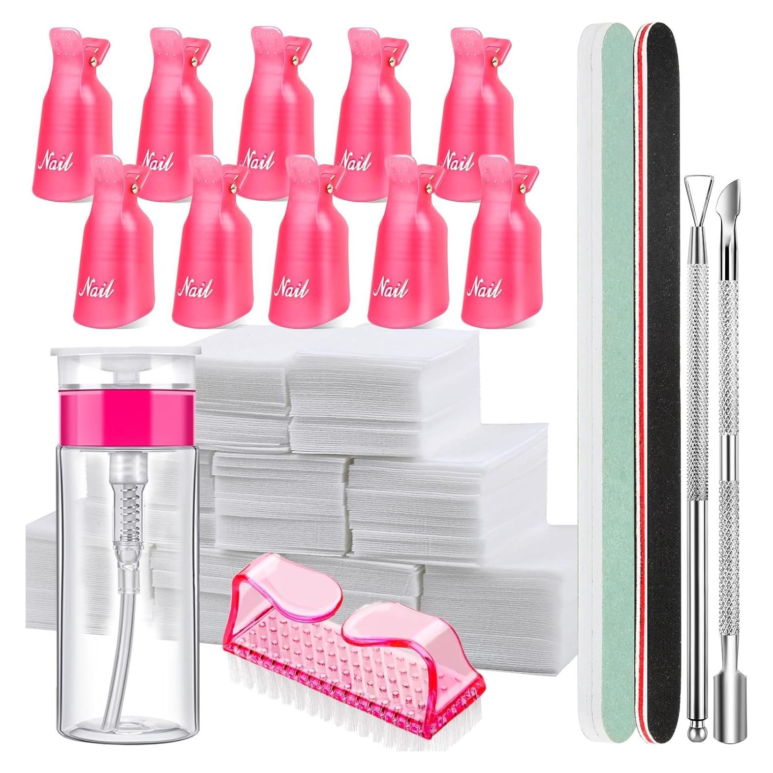 Kit de Quitar Esmalte de Uñas en Gel FANDAMEI 100ml 500 Discos