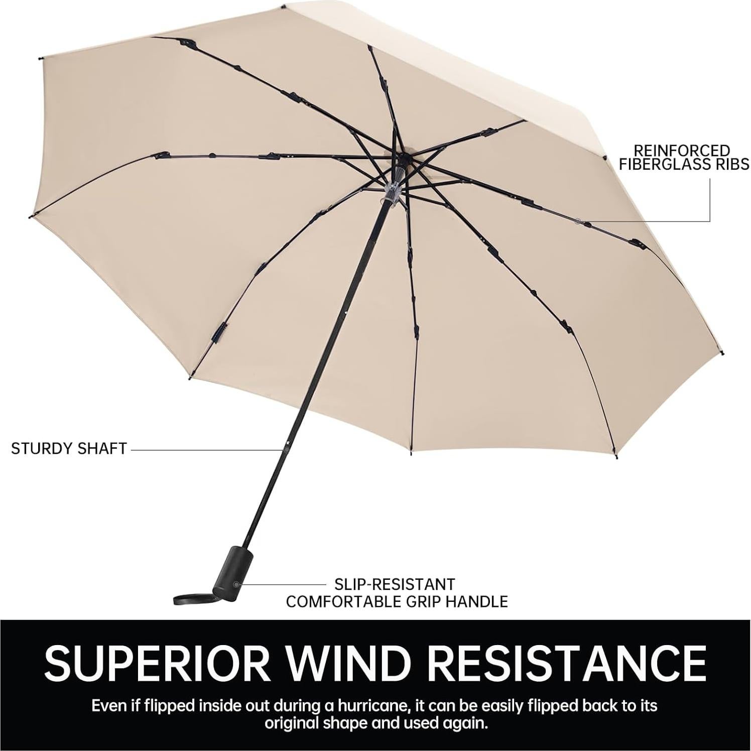 Paraguas Mini Plegable Trenovo Beige UV Impermeable 17.5cm