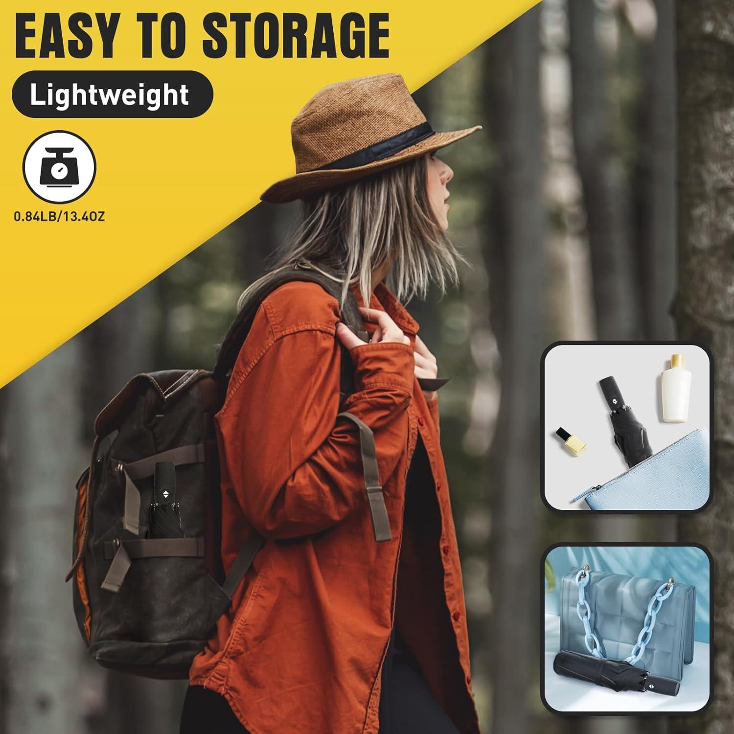 Paraguas Compacto Automático Resistente al Viento Negro