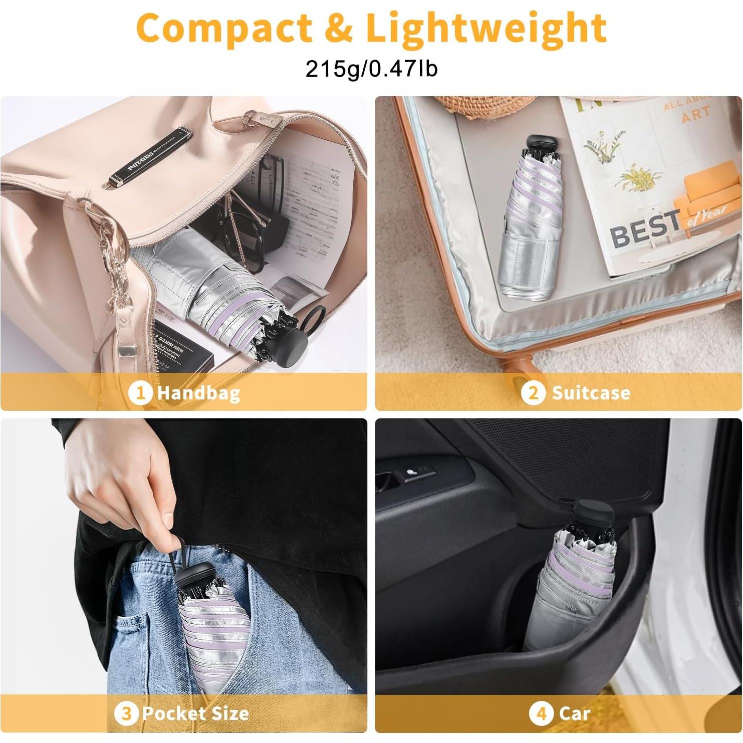 Mini Paraguas de Viaje ECOBRELLA Púrpura UPF 50+ Compacto