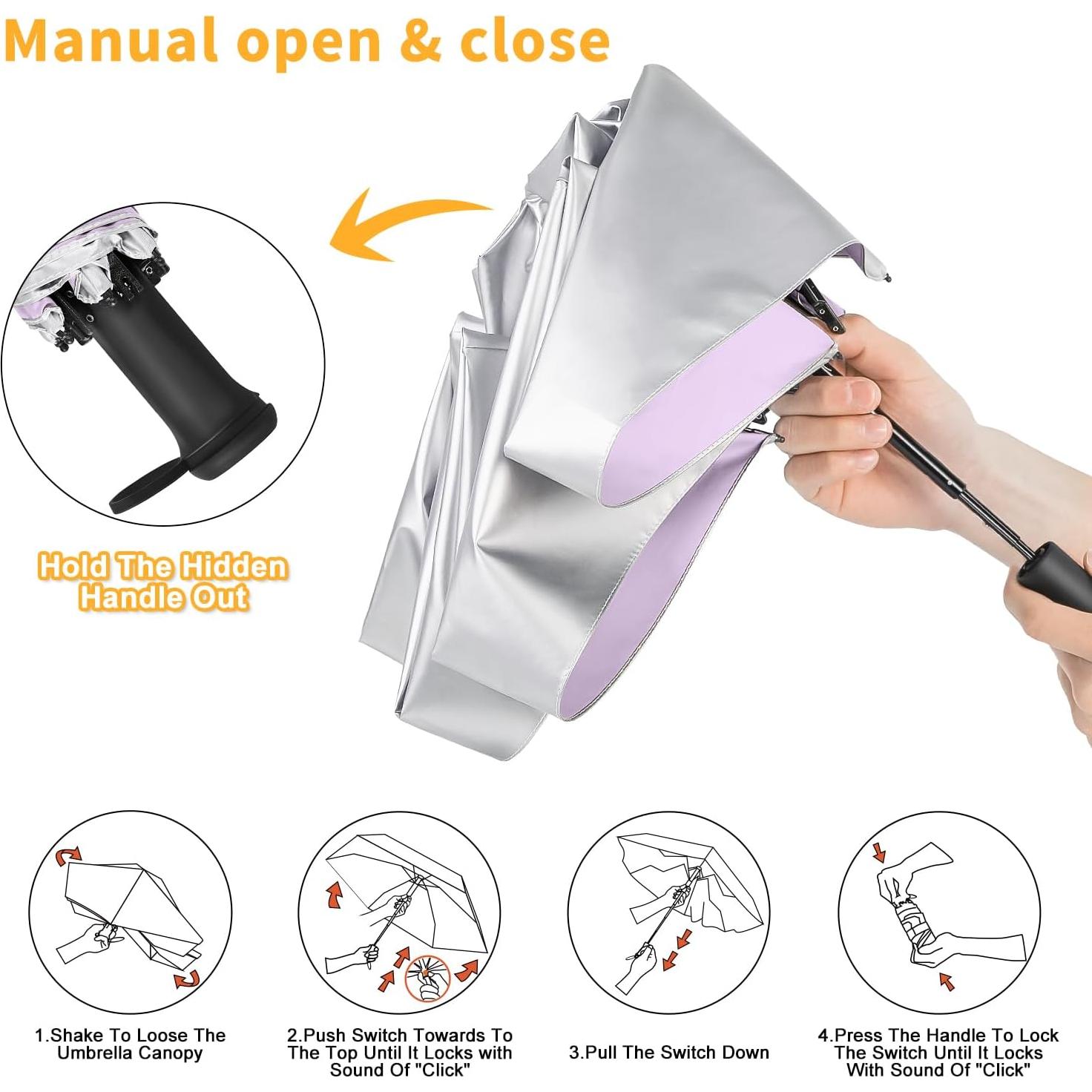 Mini Paraguas de Viaje ECOBRELLA Púrpura UPF 50+ Compacto