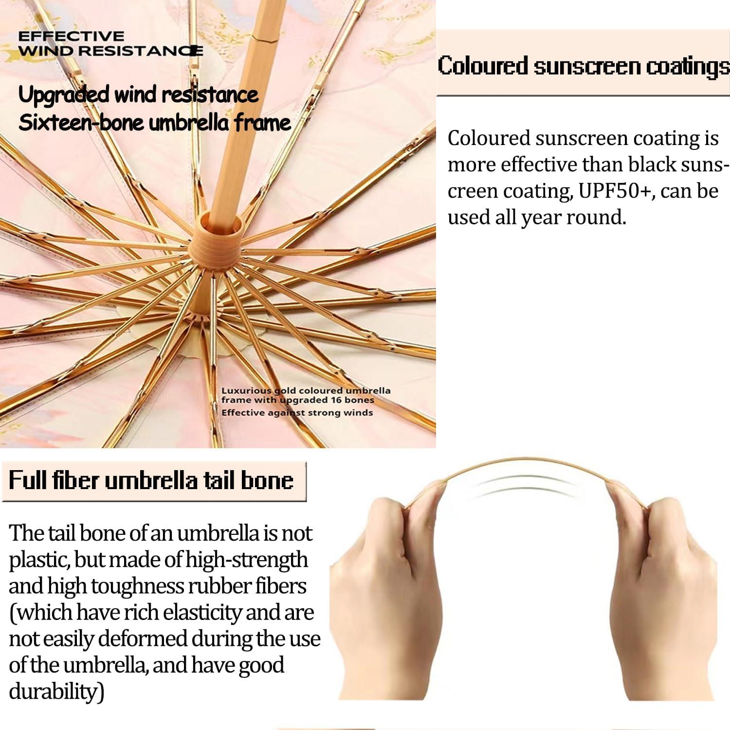 Paraguas Plegable MENHLAGDI UV 50+ Impermeable 1m Rosa