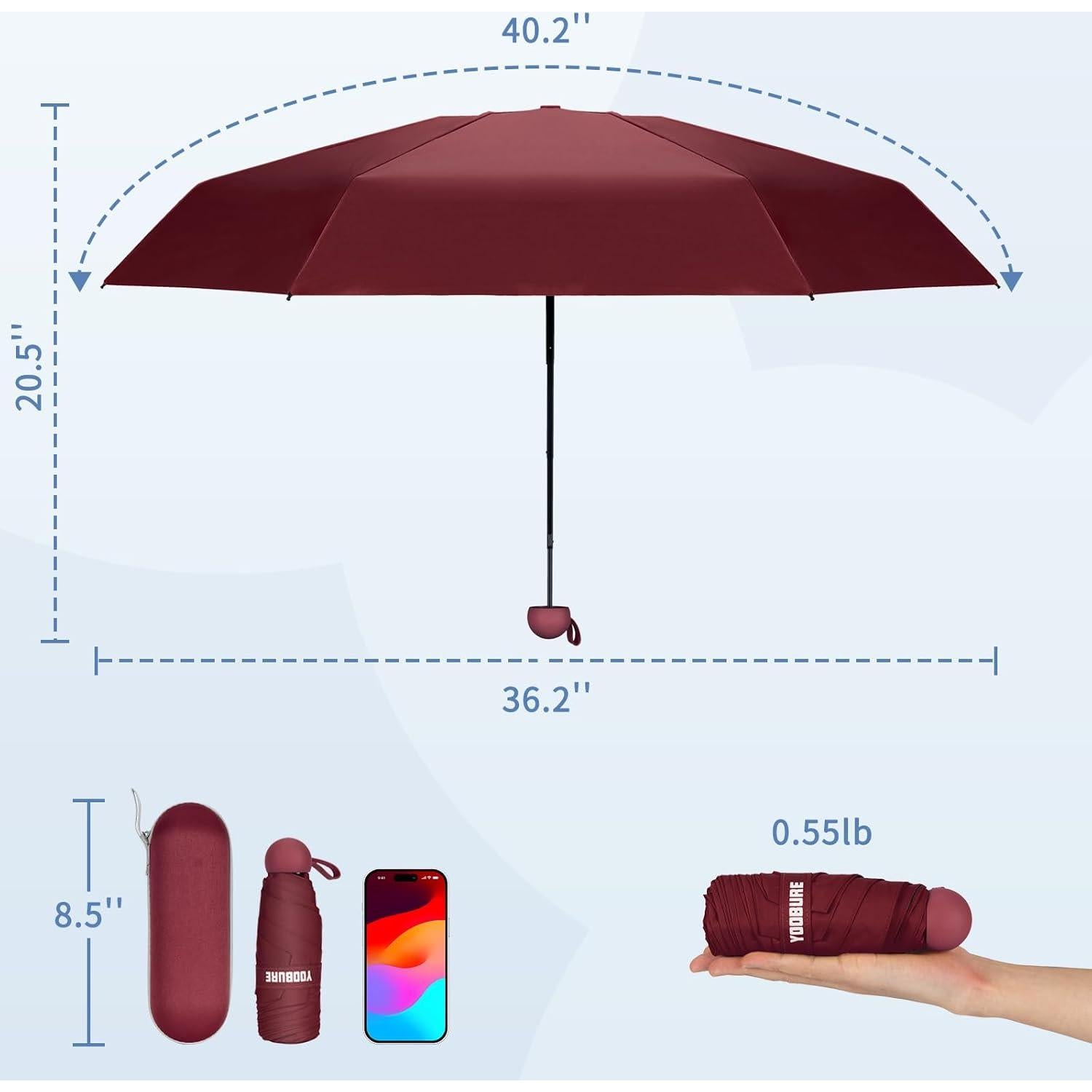 Paraguas Compacto Portátil Yoobure Mini Plegable UV 102.1 cm
