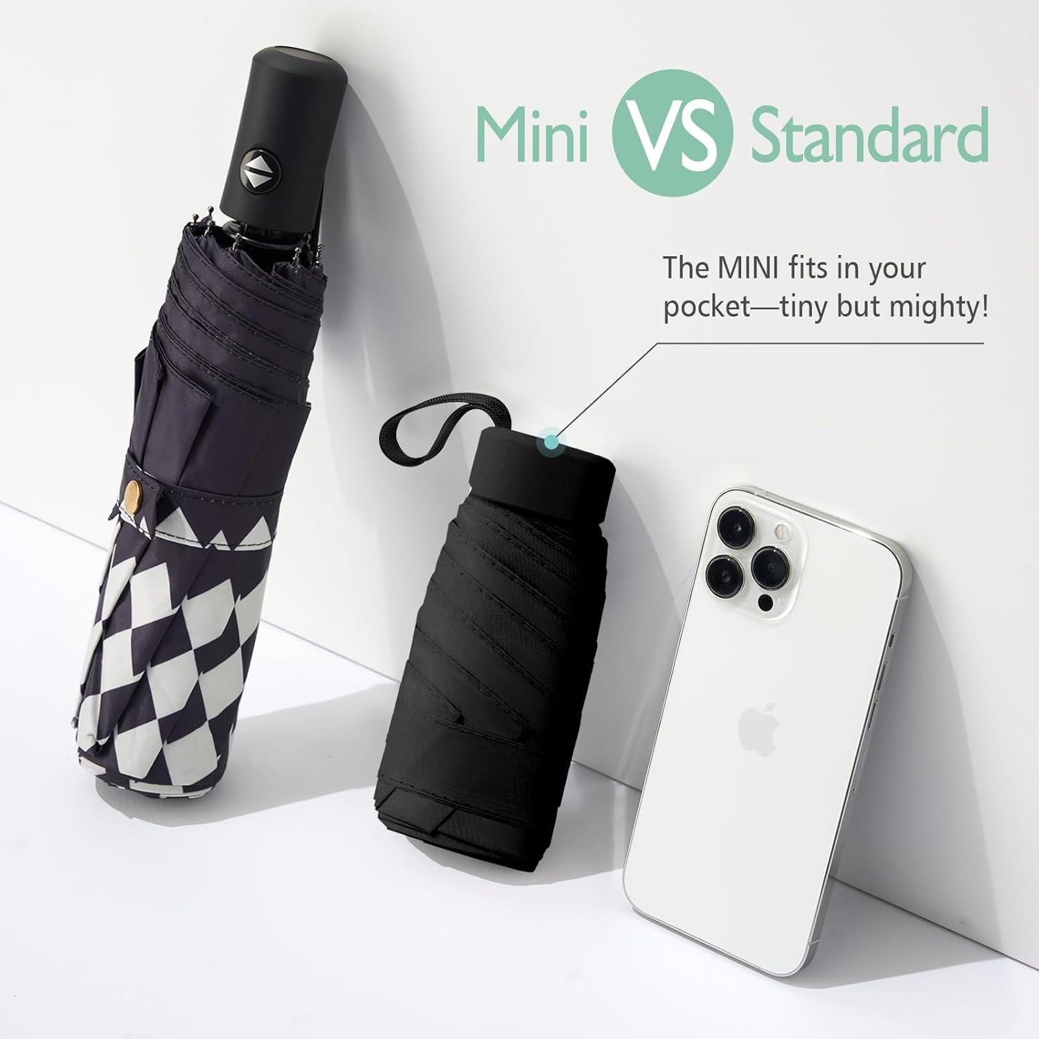 Paraguas Compacto PTGRSWK Mini Plegable 16cm - Ligero y Resistente