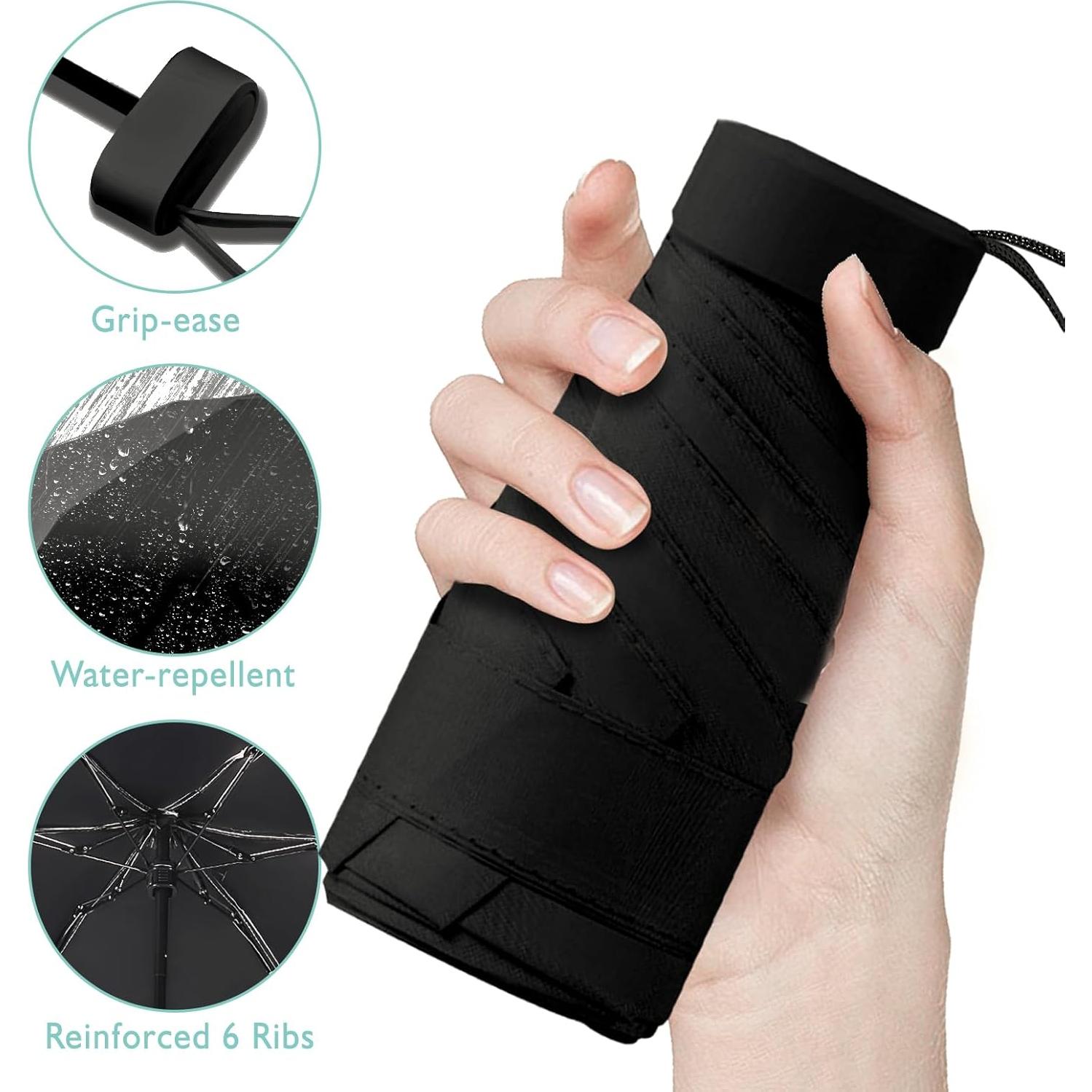 Paraguas Compacto PTGRSWK Mini Plegable 16cm - Ligero y Resistente