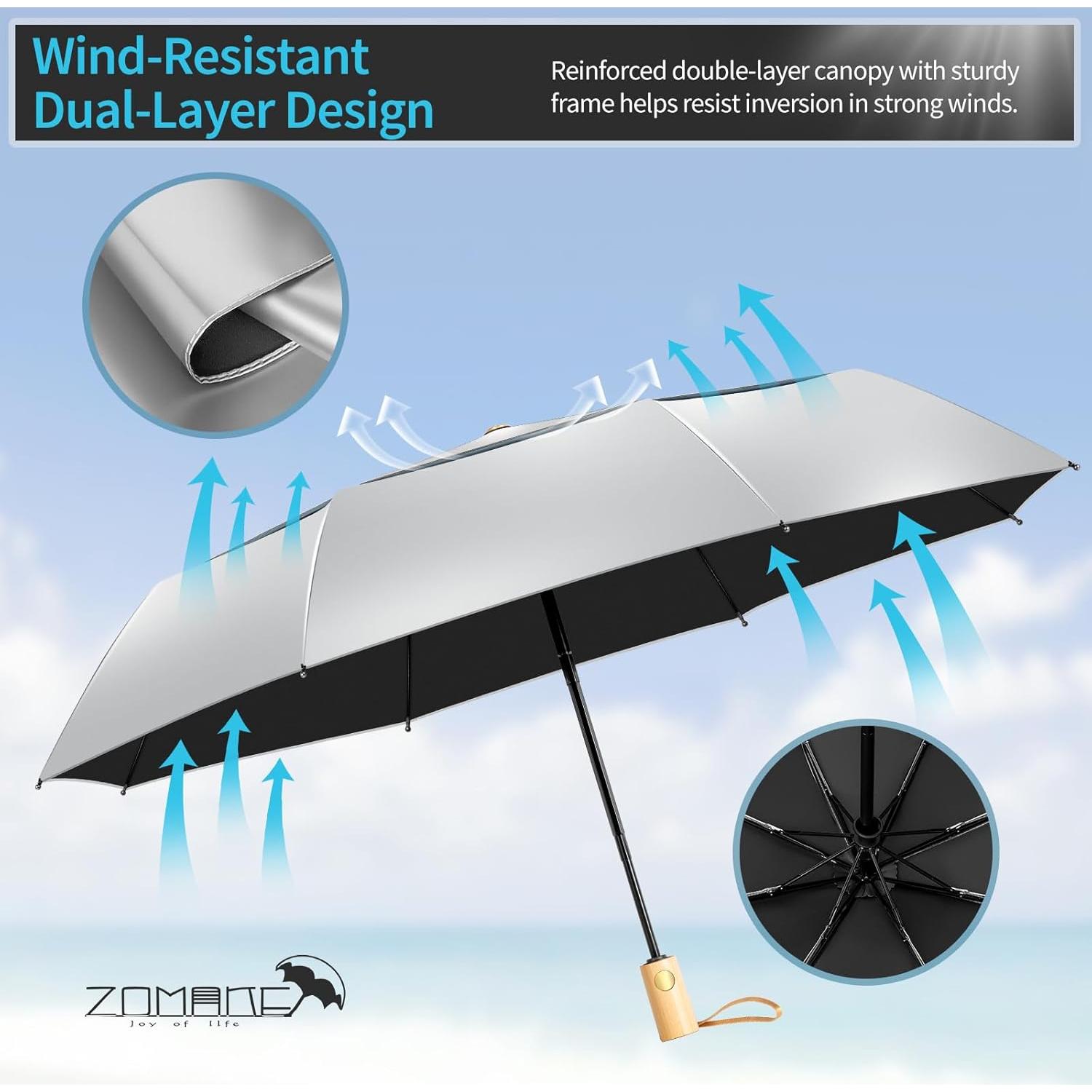 Paraguas ZOMAKE UV Plegable 116.84 cm UPF 50+ Automático