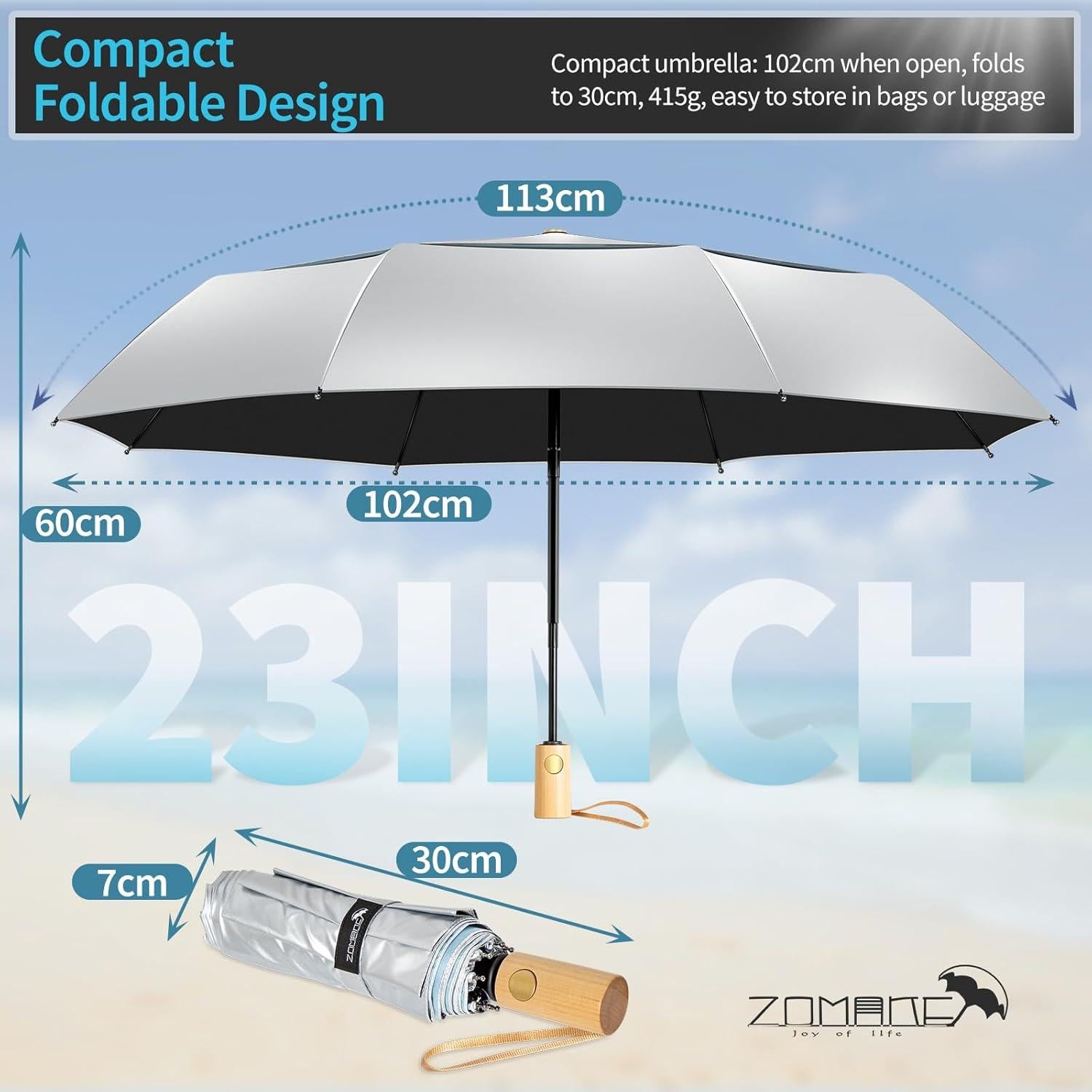 Paraguas ZOMAKE UV Plegable 116.84 cm UPF 50+ Automático