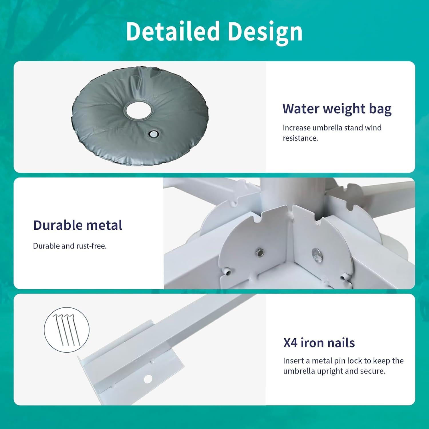 Soporte de Paraguas Plegable AMMSUN - Base de Patio Ajustable