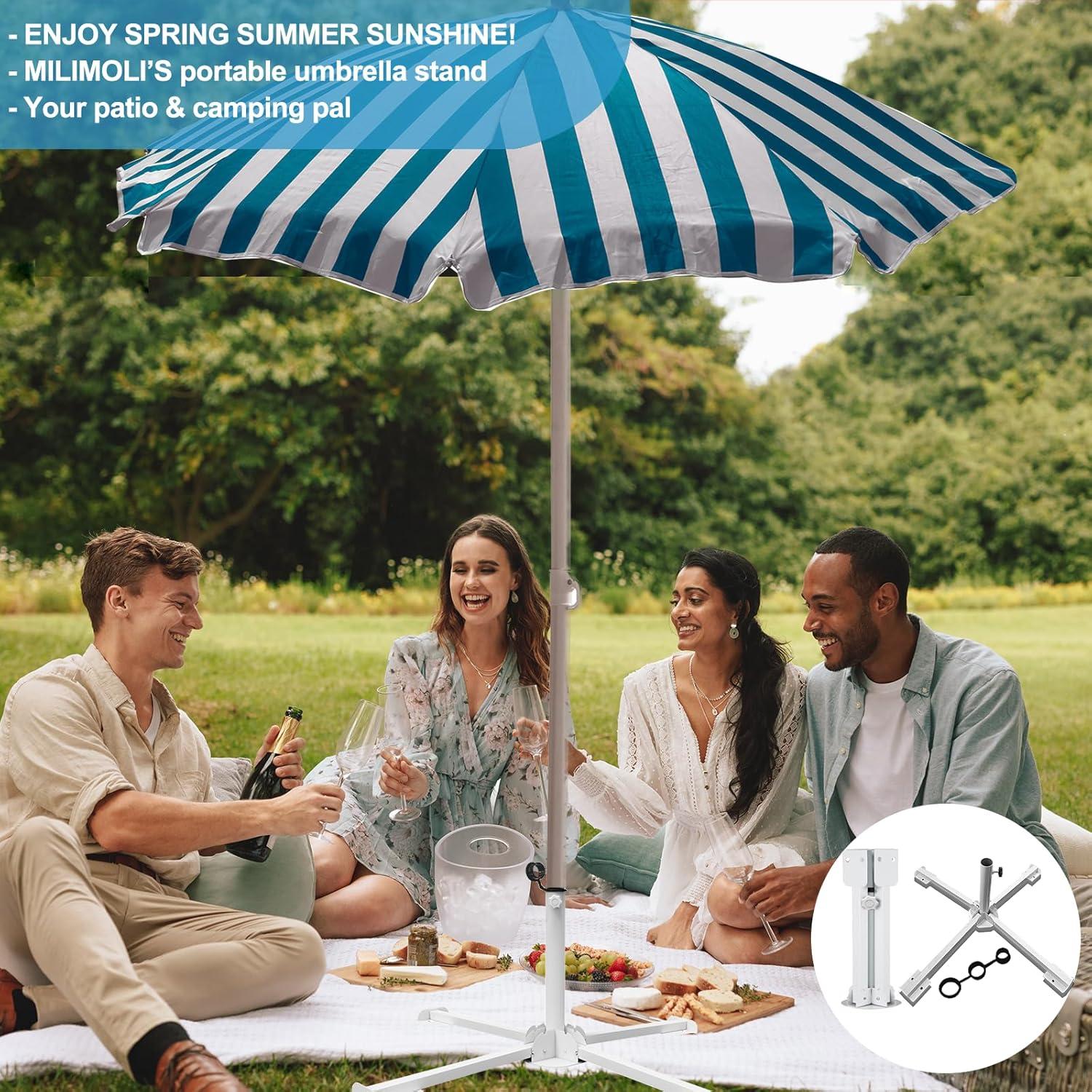 Soporte de Paraguas Plegable MILIMOLI - Base de Patio a Prueba de Óxido