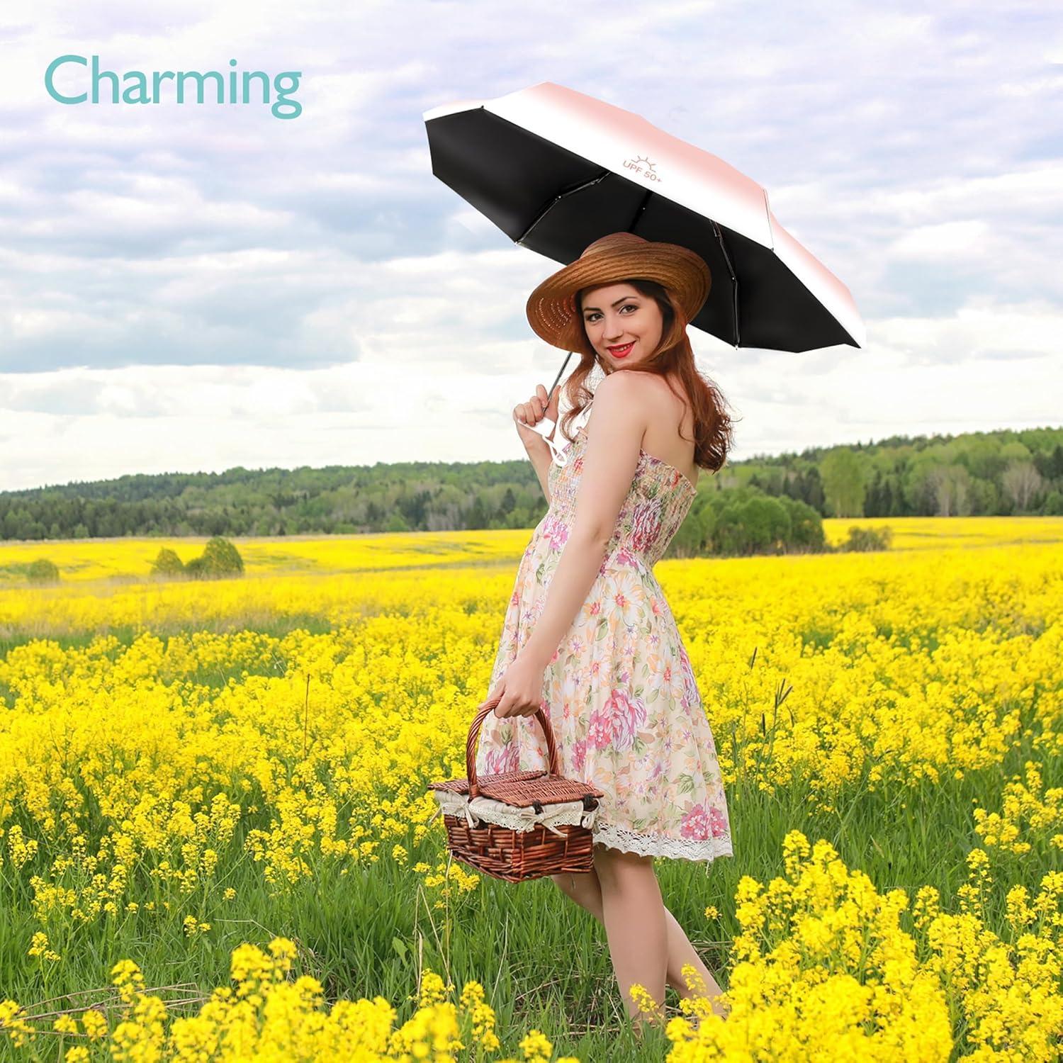 Paraguas Mini Compacto ViddVoom Negro UV Ligero 210g