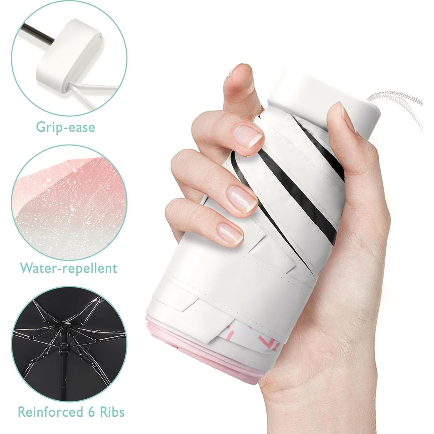 Paraguas Mini Compacto ViddVoom Negro UV Ligero 210g