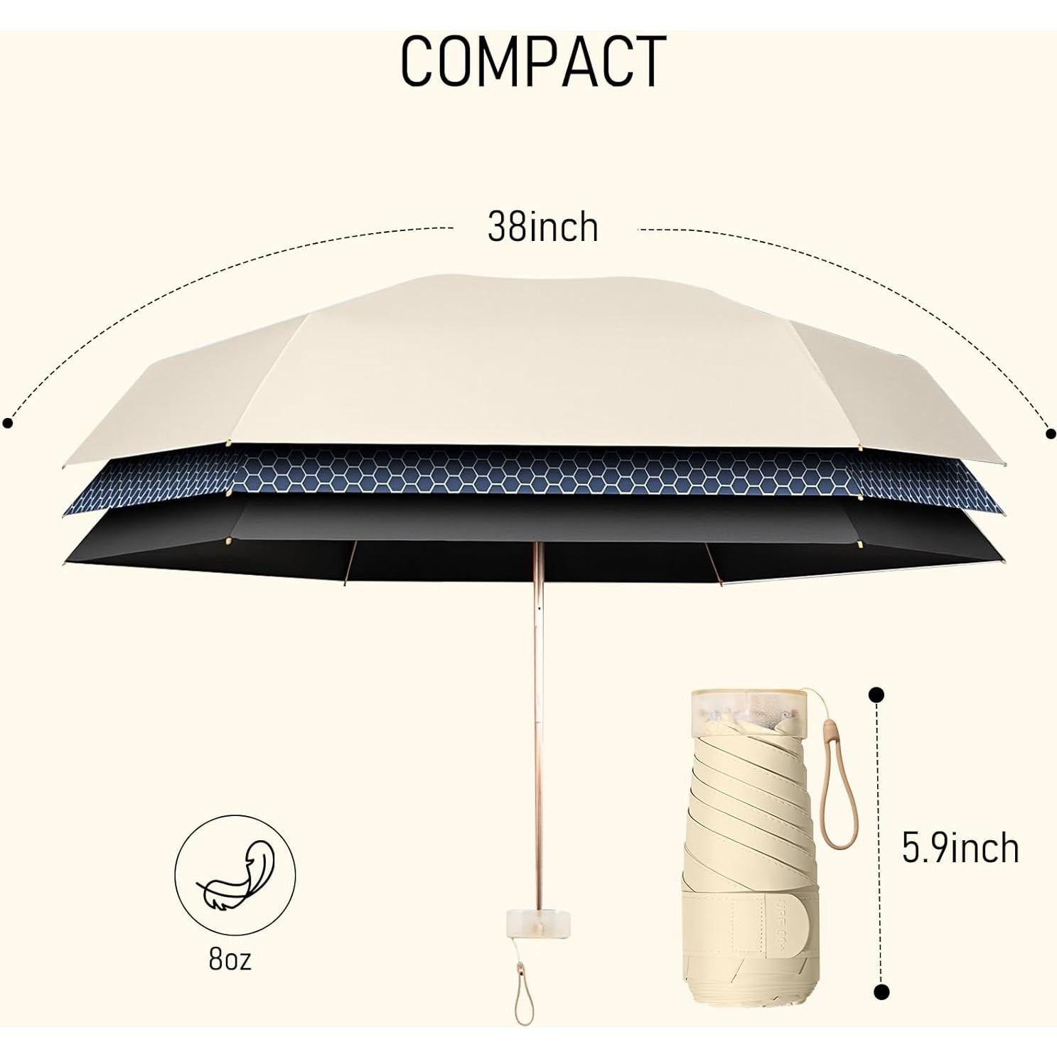 Paraguas Plegable Mini PTGRSWK Azul - Compacto y Ligero