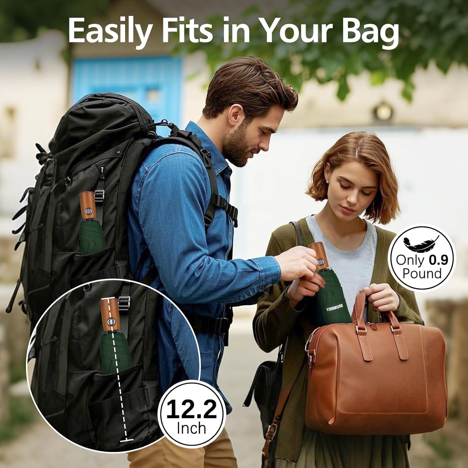 Paraguas Automático Yoobure Verde Oscuro 117.82 cm a Prueba de Viento