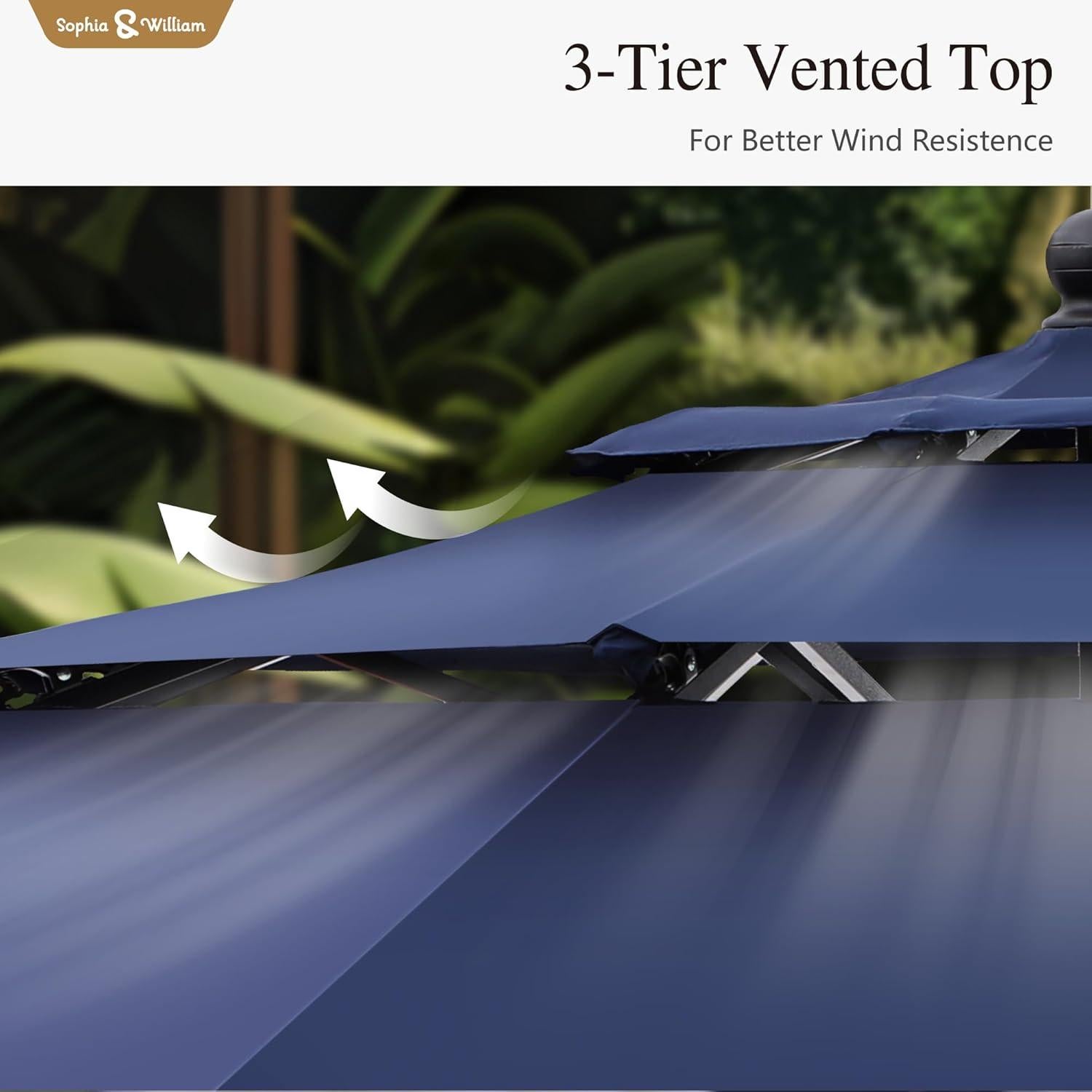 Paraguas de Patio Sophia & William 3 Niveles 3.05m Auto-inclinación