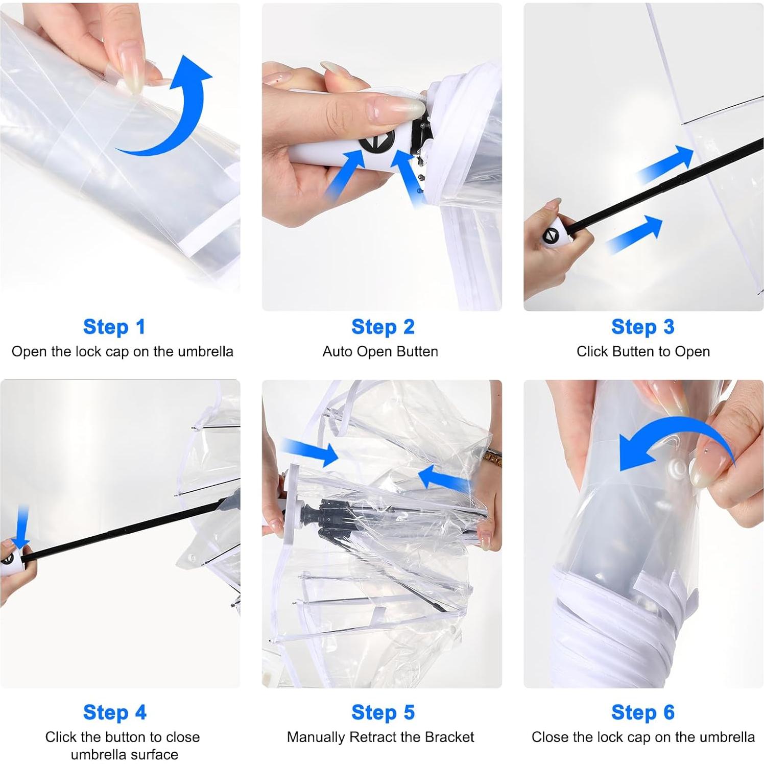 Juego de 20 Paraguas Transparentes Automáticos 106 cm Livianos