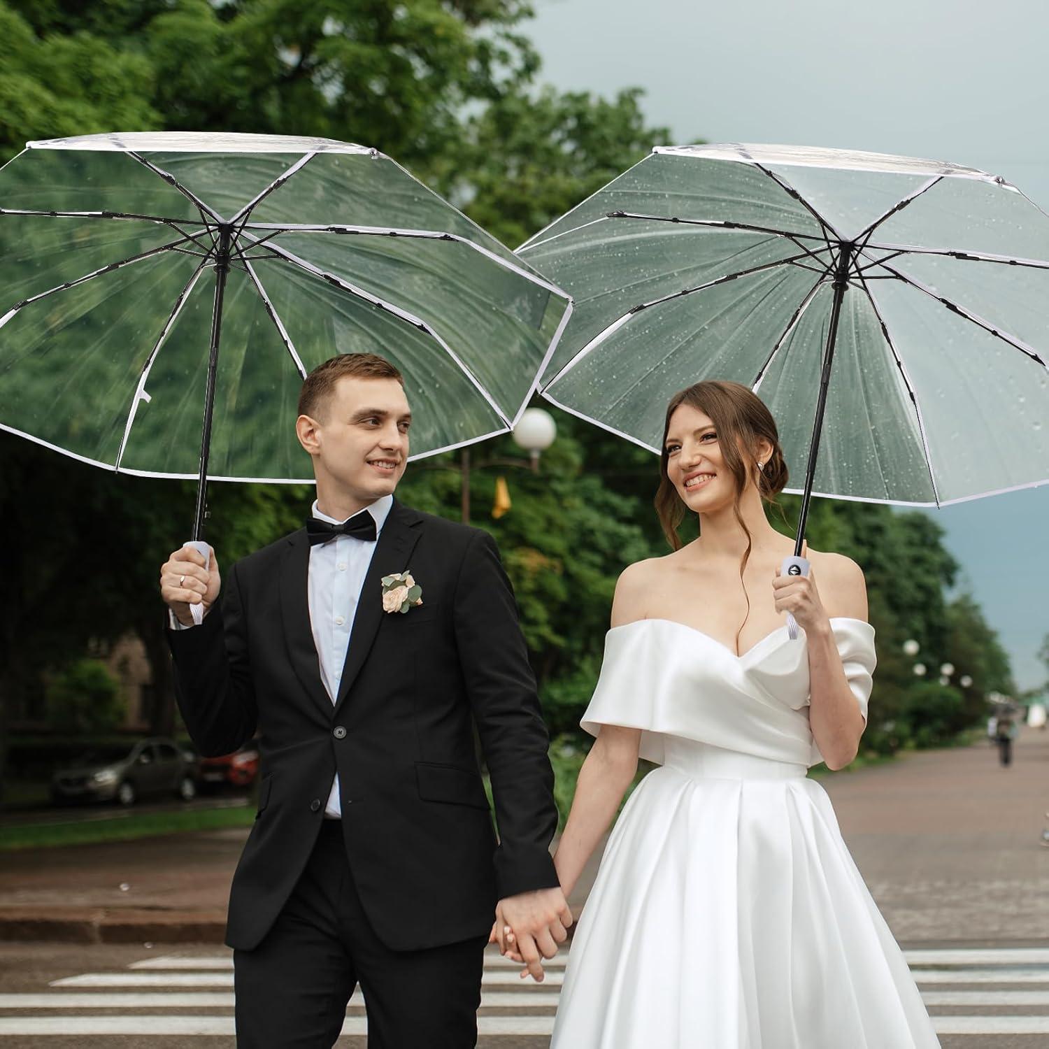 Juego de 20 Paraguas Transparentes Automáticos 106 cm Livianos