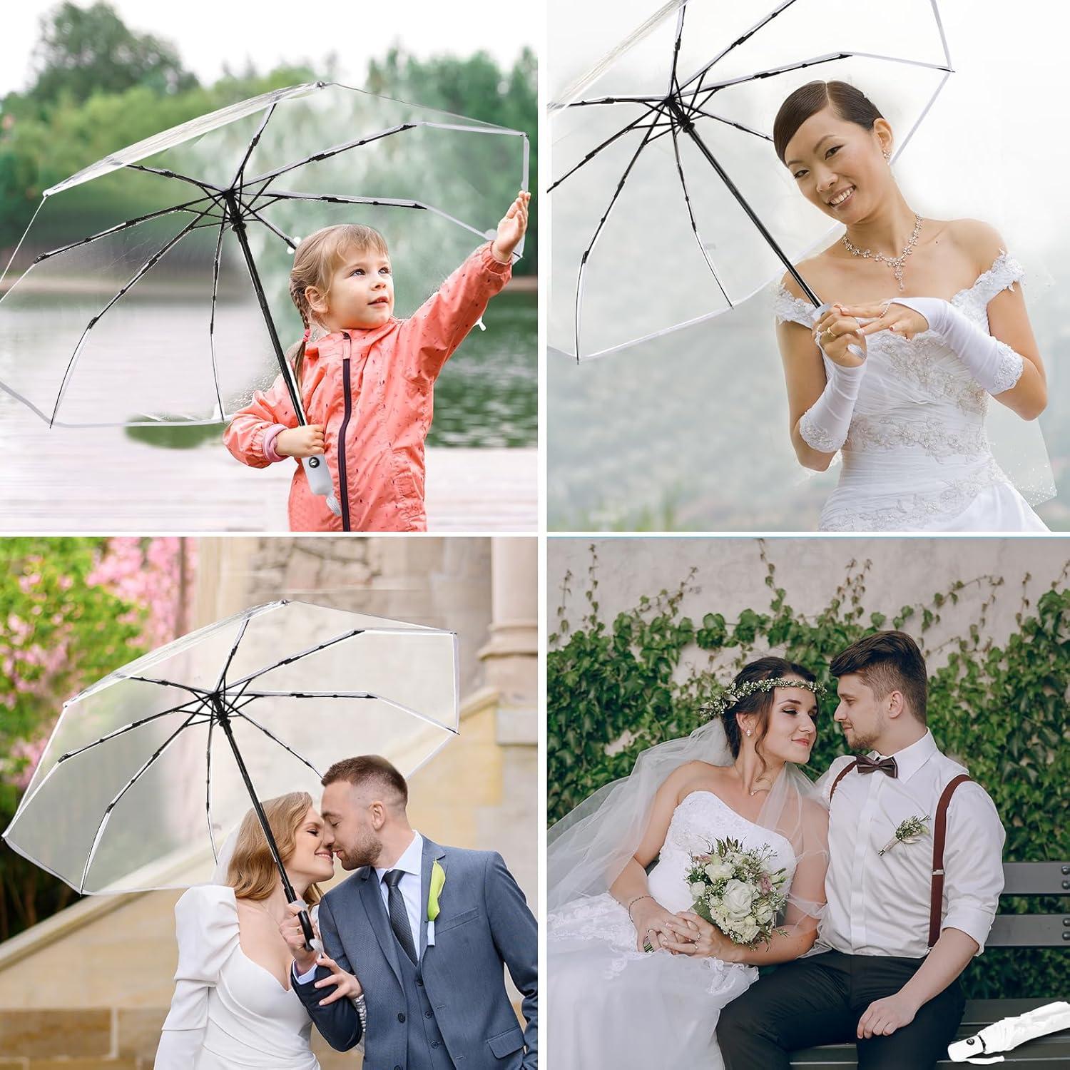 Juego de 20 Paraguas Transparentes Automáticos 106 cm Livianos