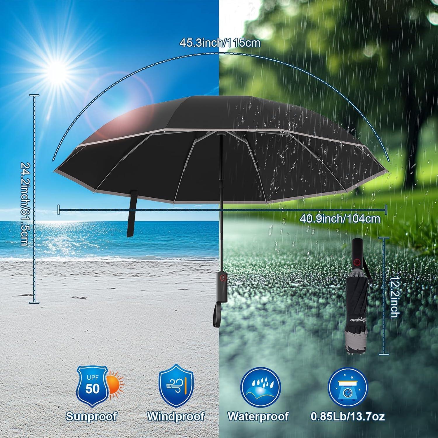 Paraguas Invertido Automático Rappeo10 con Tiras Reflectantes