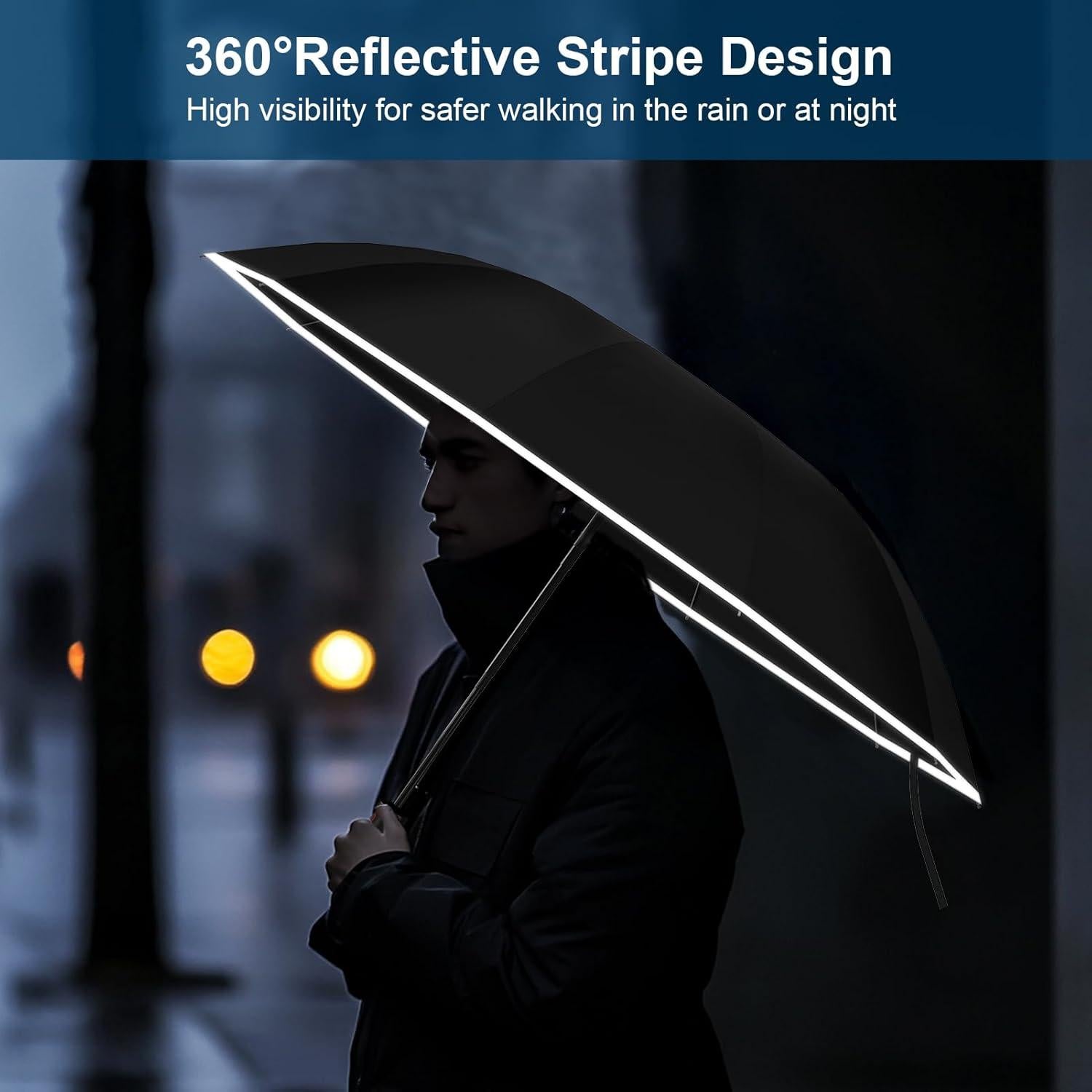 Paraguas Invertido Automático Rappeo10 con Tiras Reflectantes