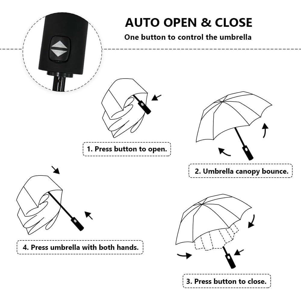 Paraguas Automático Plegable KASAN Negro 99 cm UV y Lluvia