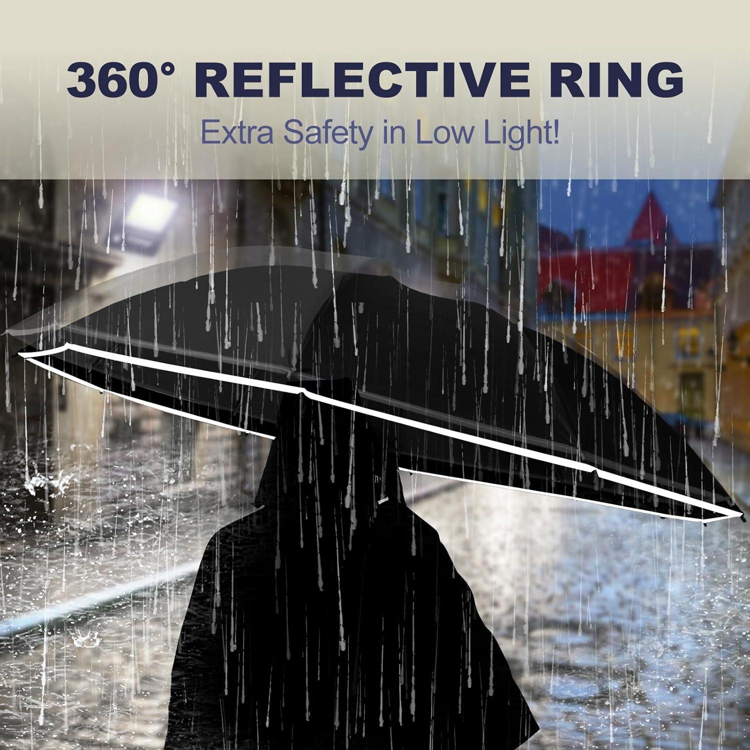 Paraguas Invertido UPF 50+ Negro Automático a Prueba de Viento