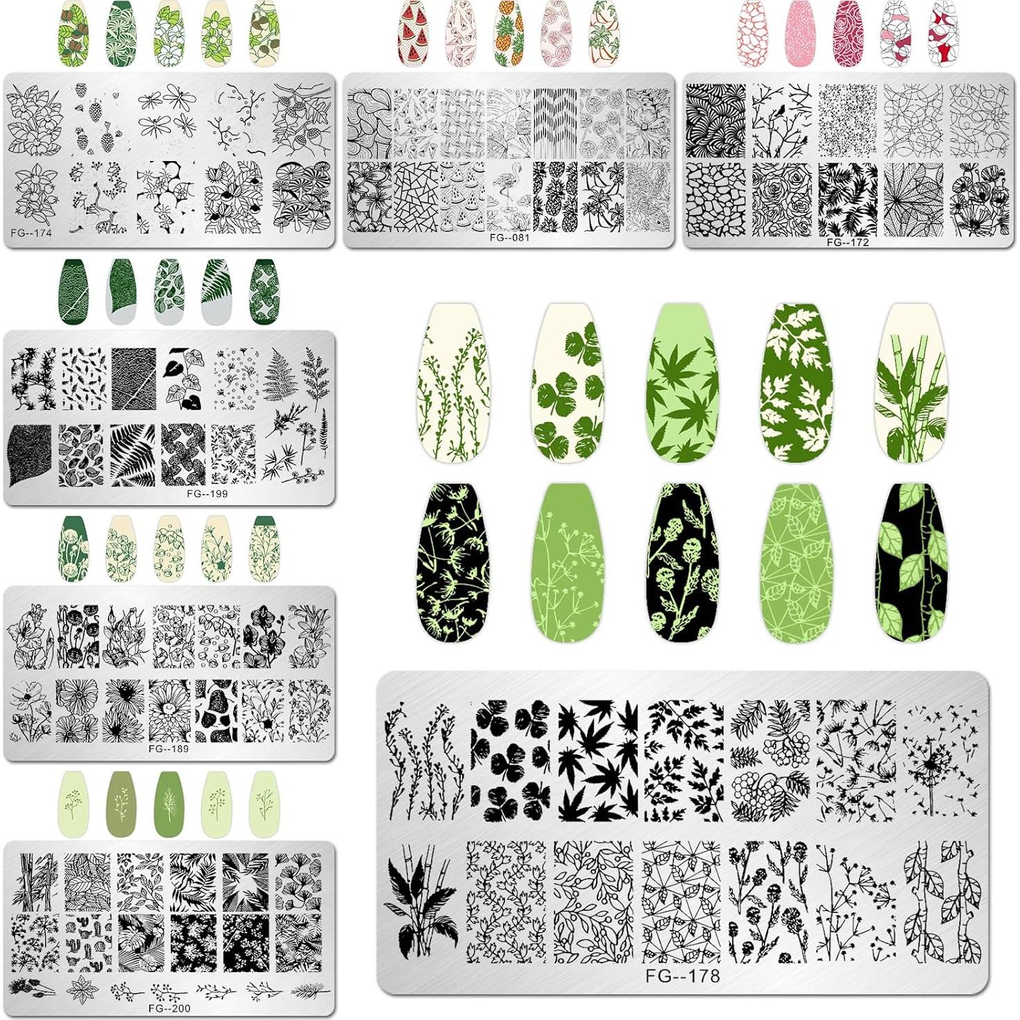 Kit de Estampado de Uñas AddFavor - 7 Piezas con Estampador y Raspador