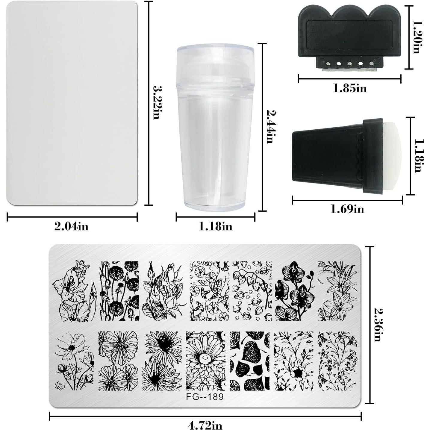 Kit de Estampado de Uñas AddFavor - 7 Piezas con Estampador y Raspador