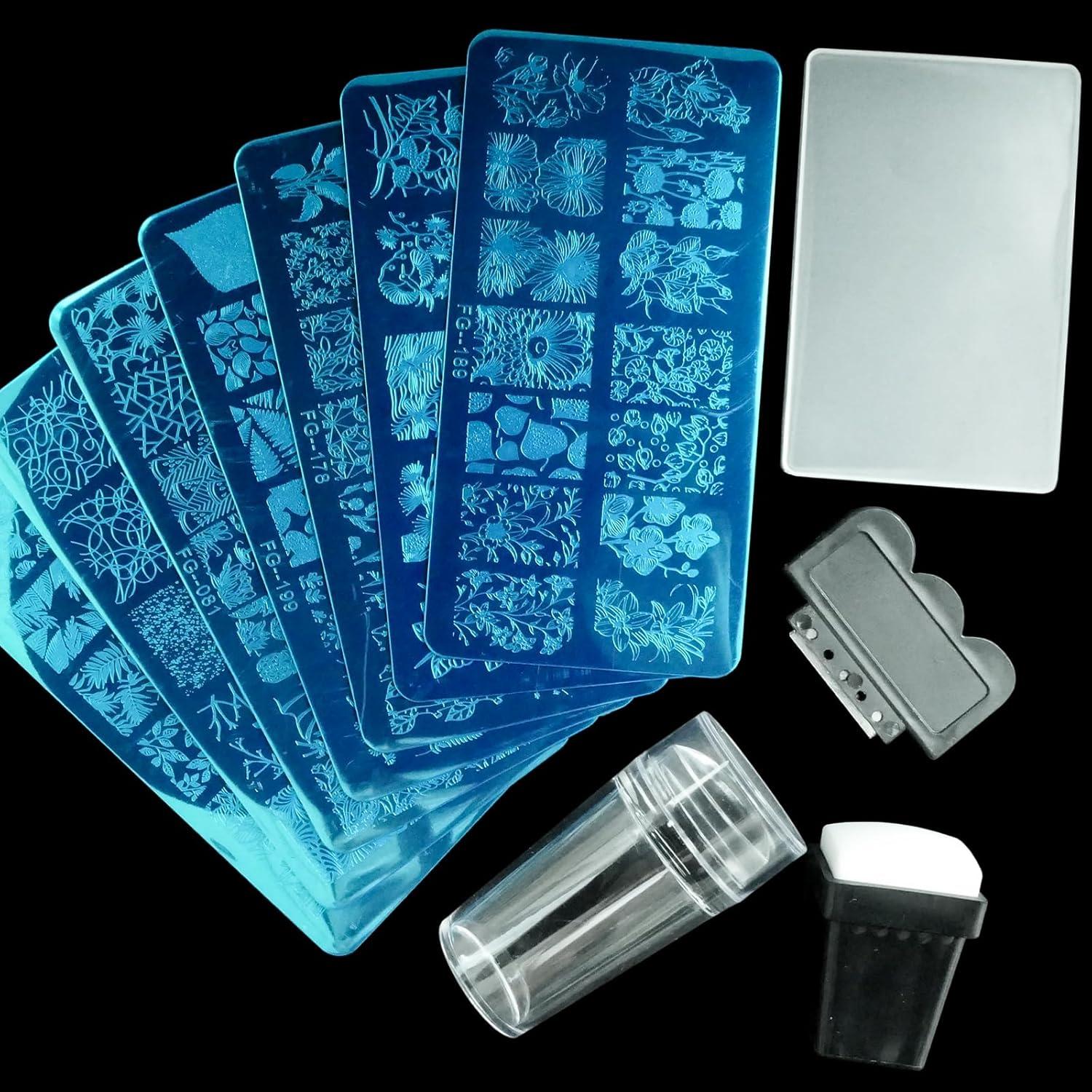 Kit de Estampado de Uñas AddFavor - 7 Piezas con Estampador y Raspador