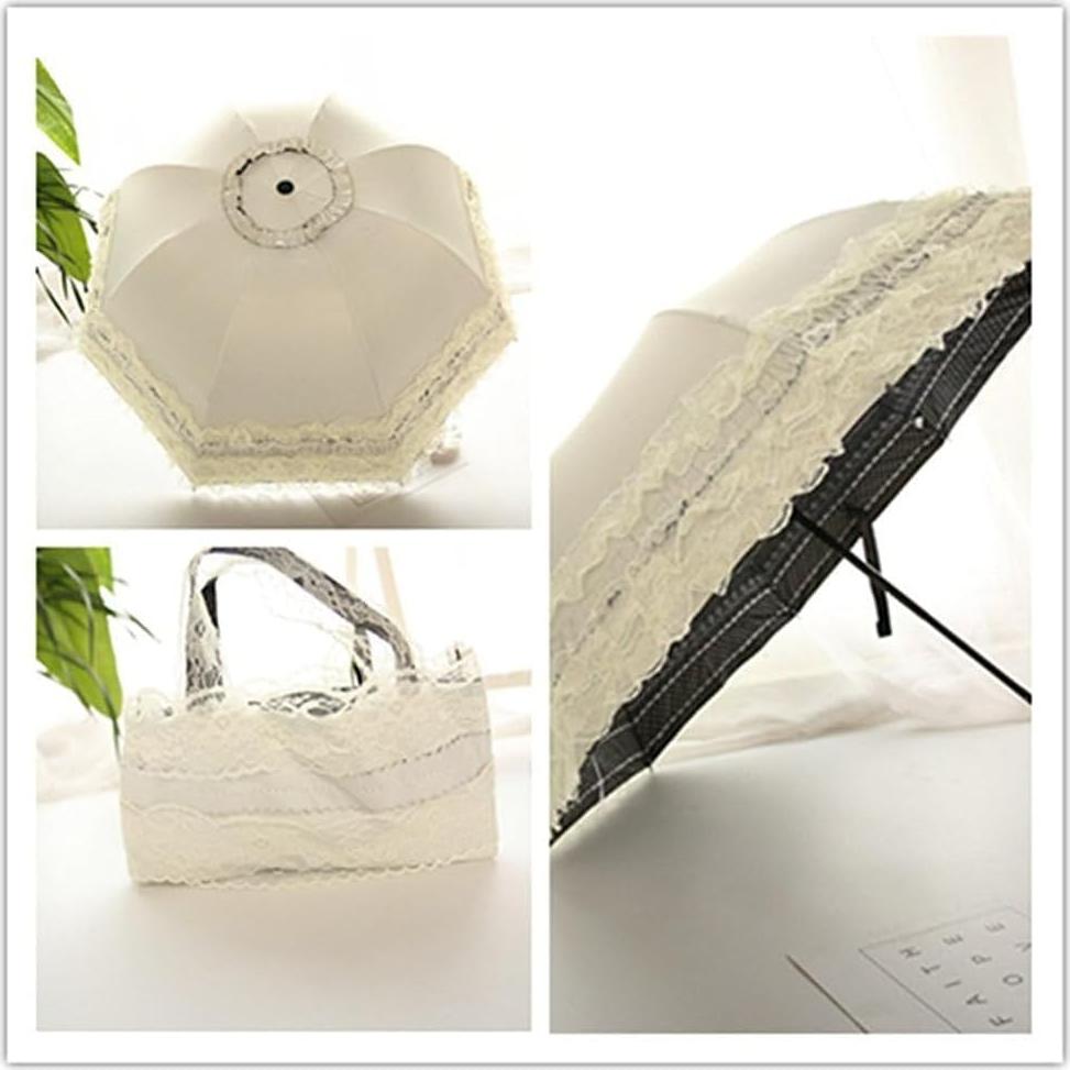 Paraguas de Encaje Honeystore Marfil UV 99% 88cm Plegable