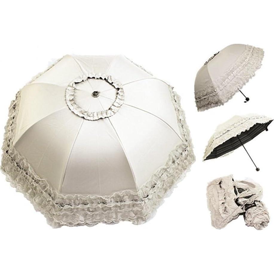 Paraguas de Encaje Honeystore Marfil UV 99% 88cm Plegable