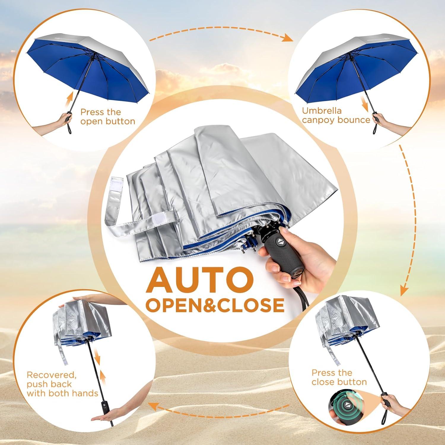 Paraguas UV NINEMAX 46" Plegable UPF 50+ Compacto Automático