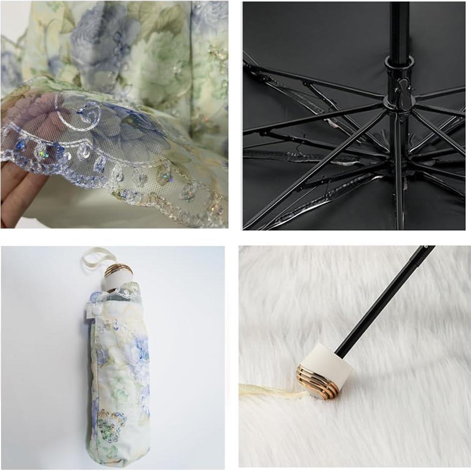 Paraguas Compacto Plegable Aikelai Floral UV 95% Azul