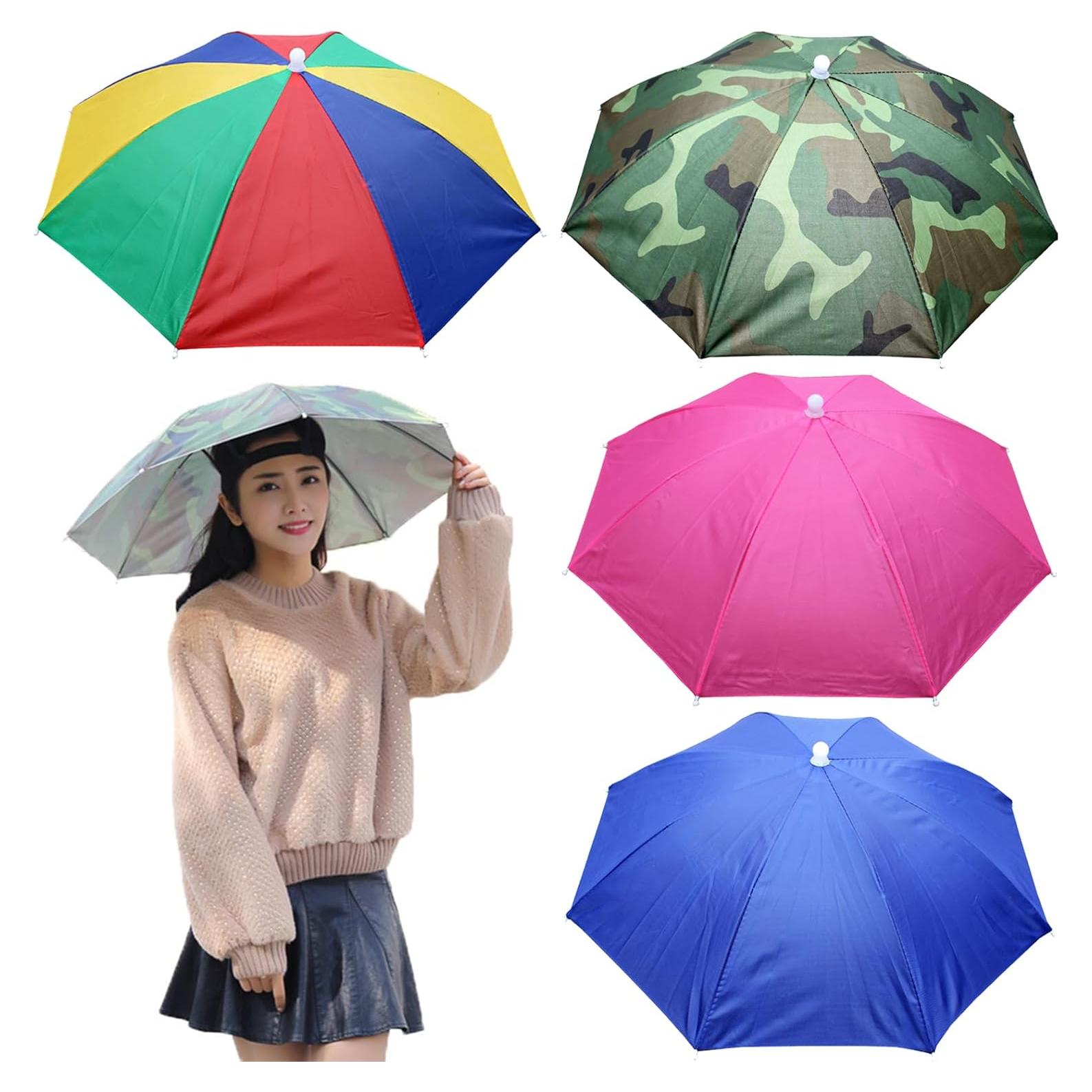 Paquete de 4 Sombreros Paraguas MUFEKUM Plegables 67cm