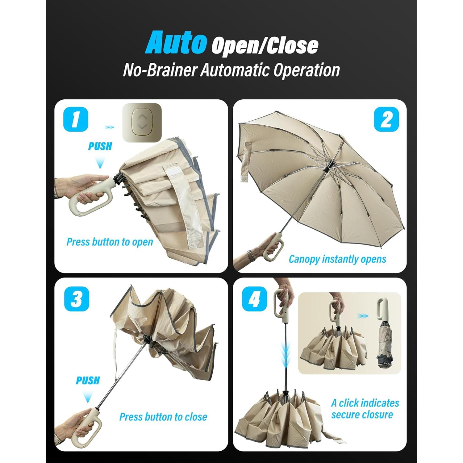 Paraguas Invertido Automático Dyale Travel Beige Resistente al Viento