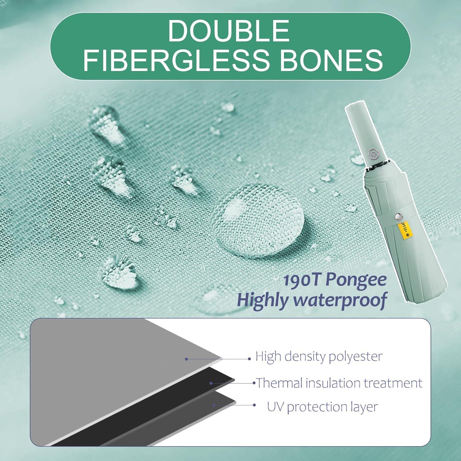 Paraguas Automático Zeproage Verde 12 Varillas Fibra de Vidrio