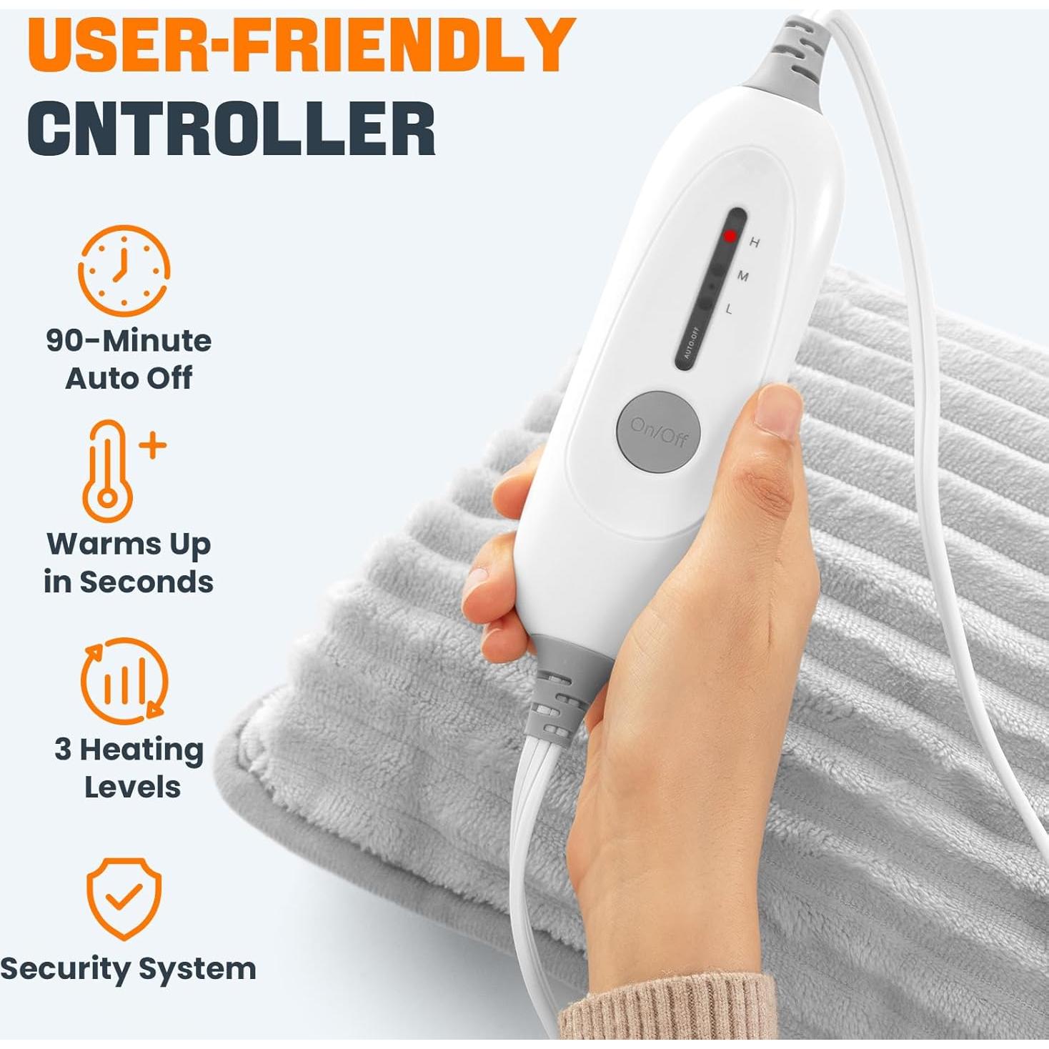 Calentador de Manos Eléctrico SINORIKO Gris, 3 Niveles, Apagado Automático