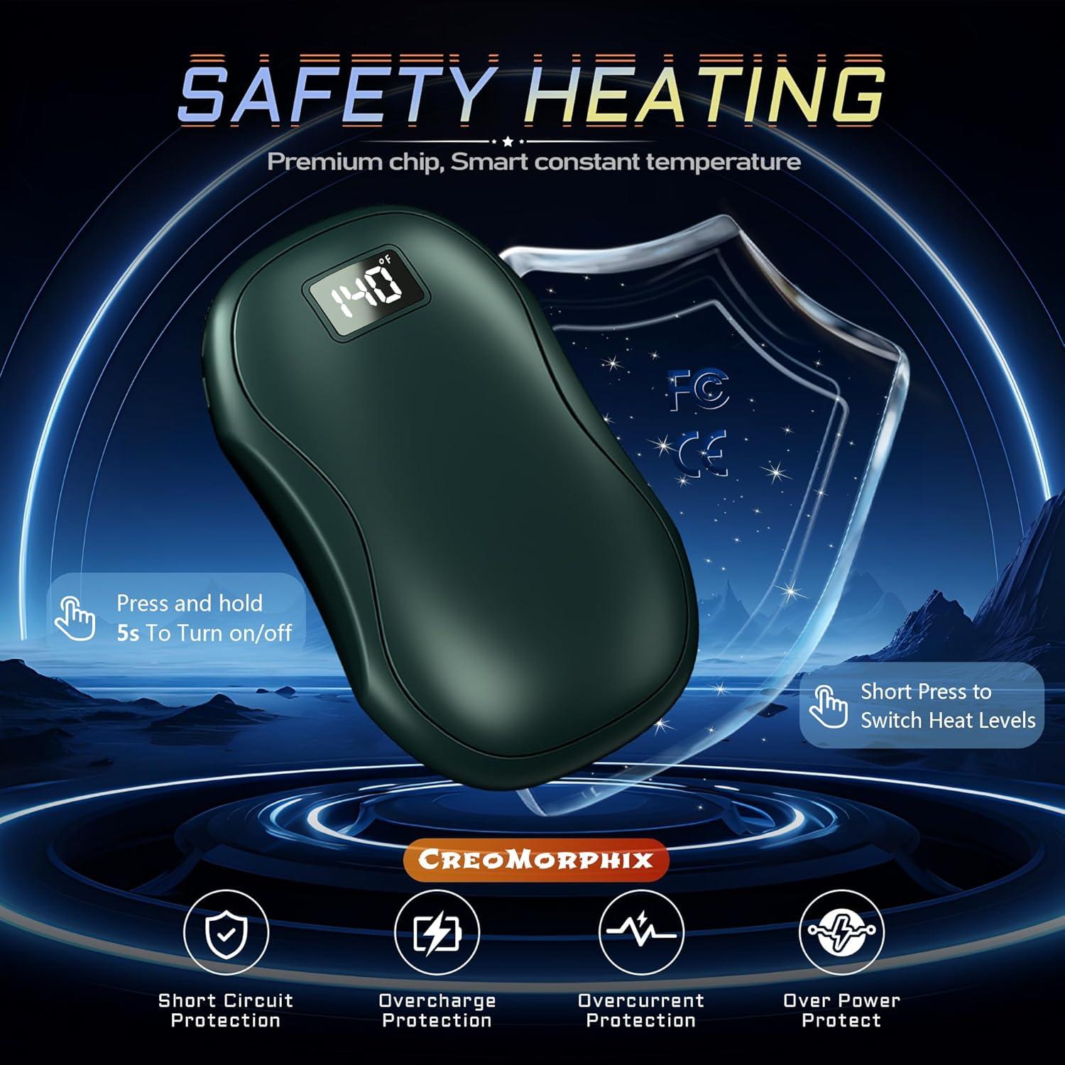 Calentadores de Manos Recargables CreoMorphix N20 12000mAh 2 Pcs